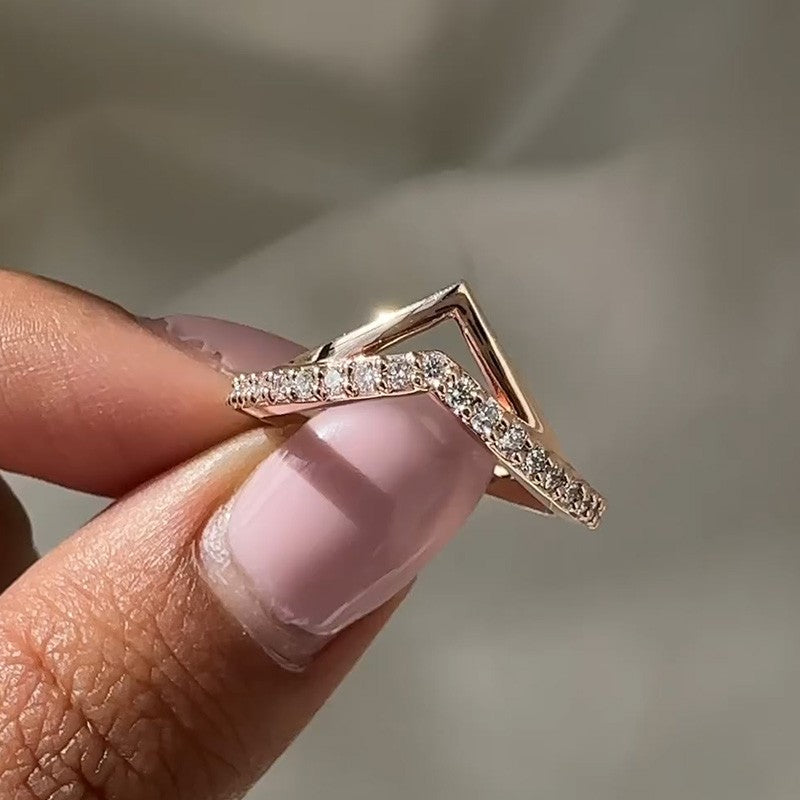 Classic Rose Gold Curved Wedding Band In Sterling Silver