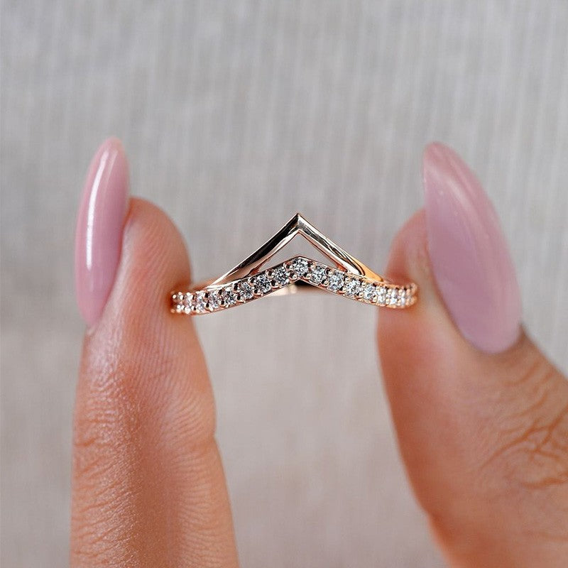 Classic Rose Gold Curved Wedding Band In Sterling Silver