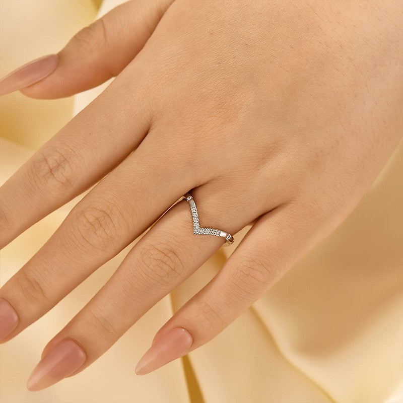 0.13Ct Simulated Diamond Matching Curved Wedding Band In Sterling Silver