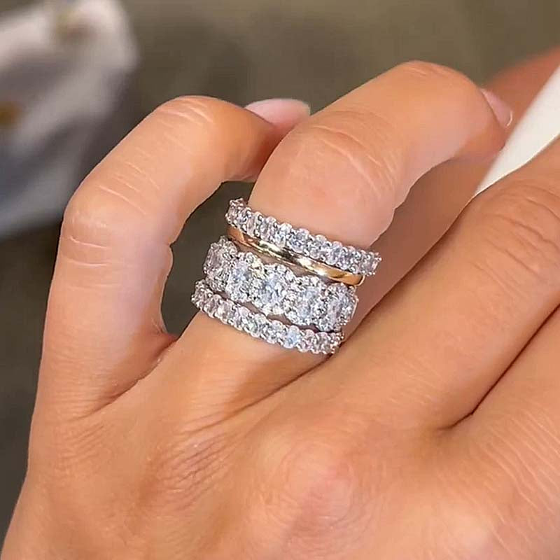 Excellent Oval Cut 4PC Wedding Band Set