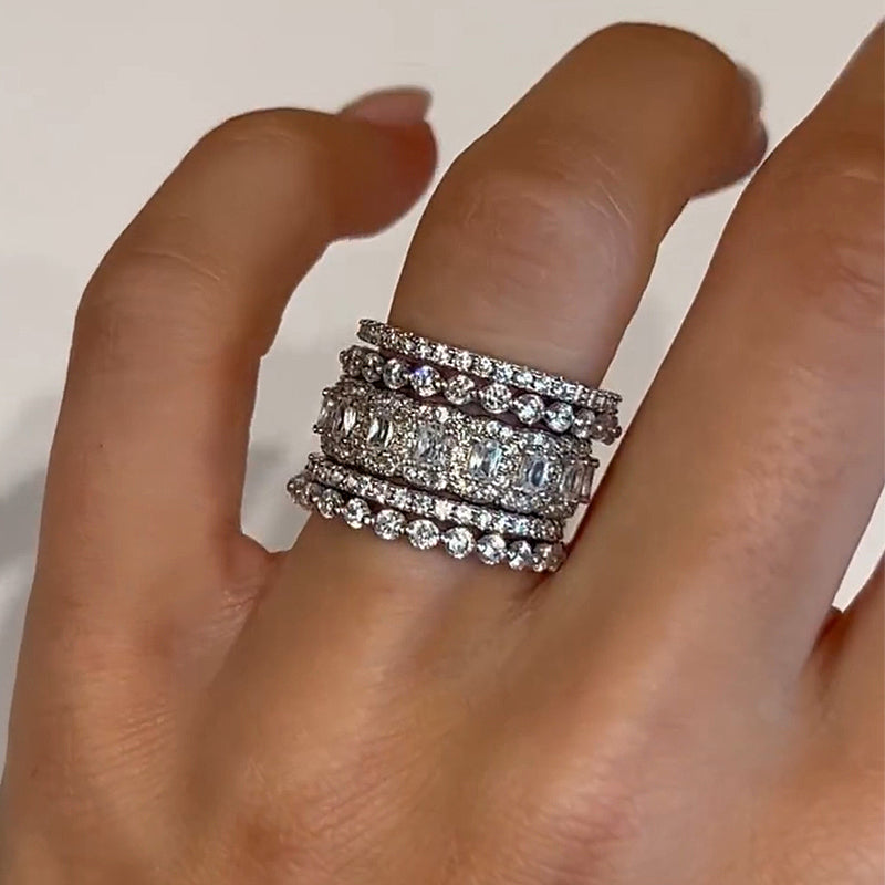 Noble Cushion Cut 5PC Wedding Band Set