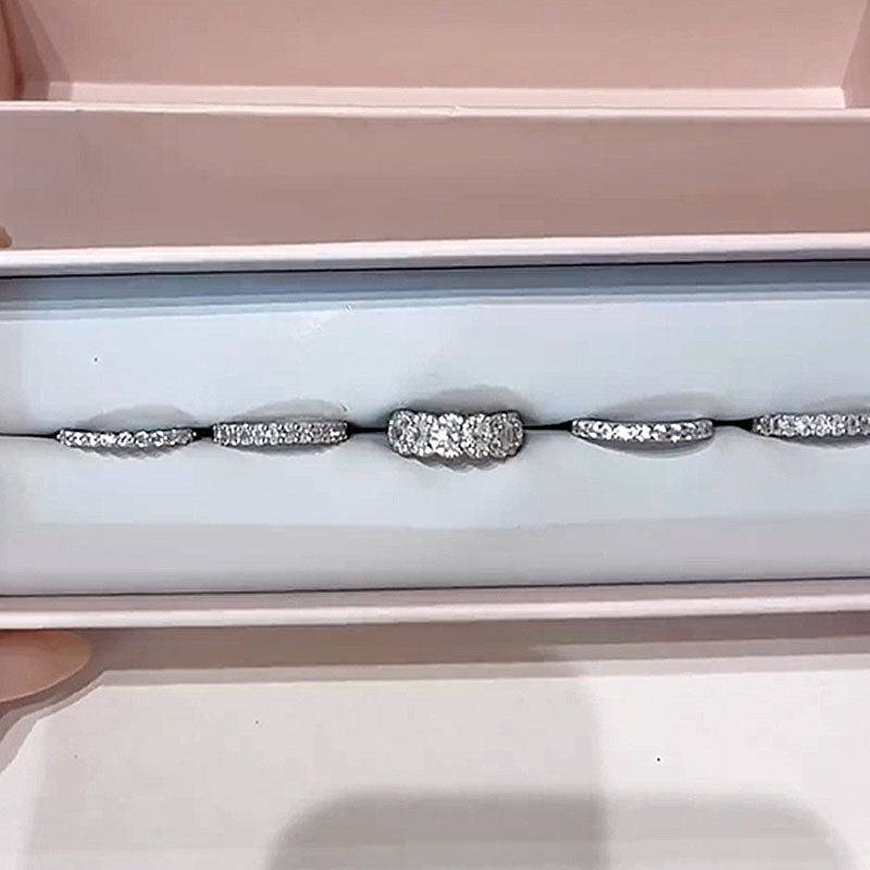 Ahabobo Luxury Oval & Round Cut 5PC Wedding Band Set