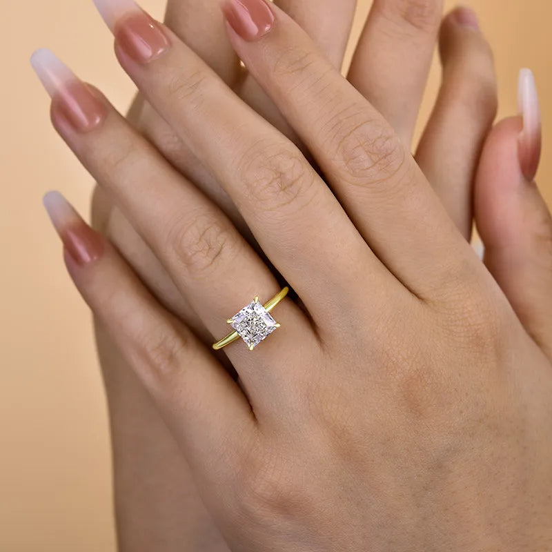 Classic Square Princess Cut Engagement Ring for Women In Sterling Silver
