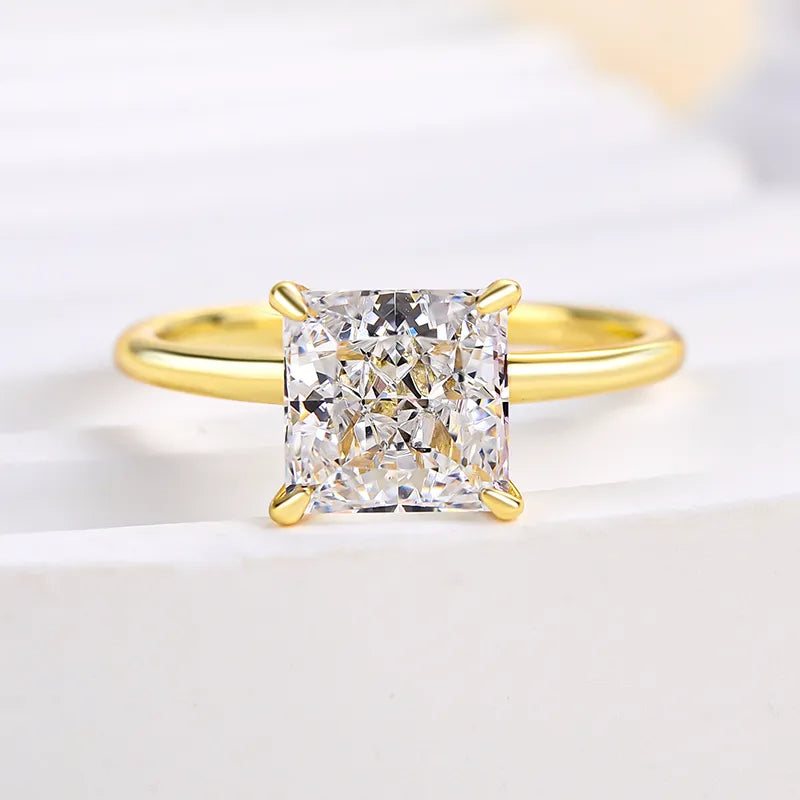 Classic Square Princess Cut Engagement Ring for Women In Sterling Silver