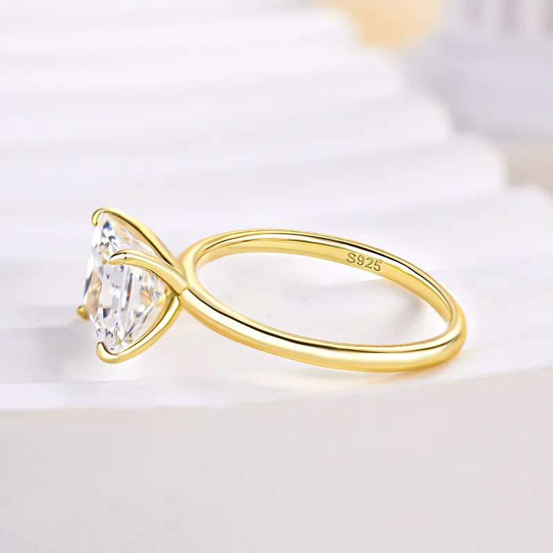 Classic Square Princess Cut Engagement Ring for Women In Sterling Silver