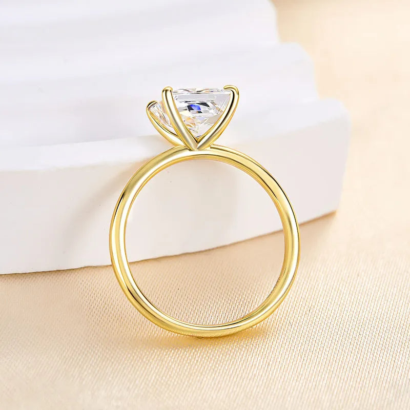 Classic Square Princess Cut Engagement Ring for Women In Sterling Silver