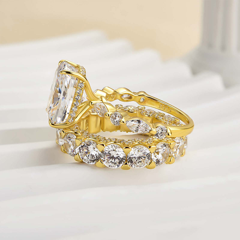 Honorable Yellow Gold Cushion Cut Wedding Set