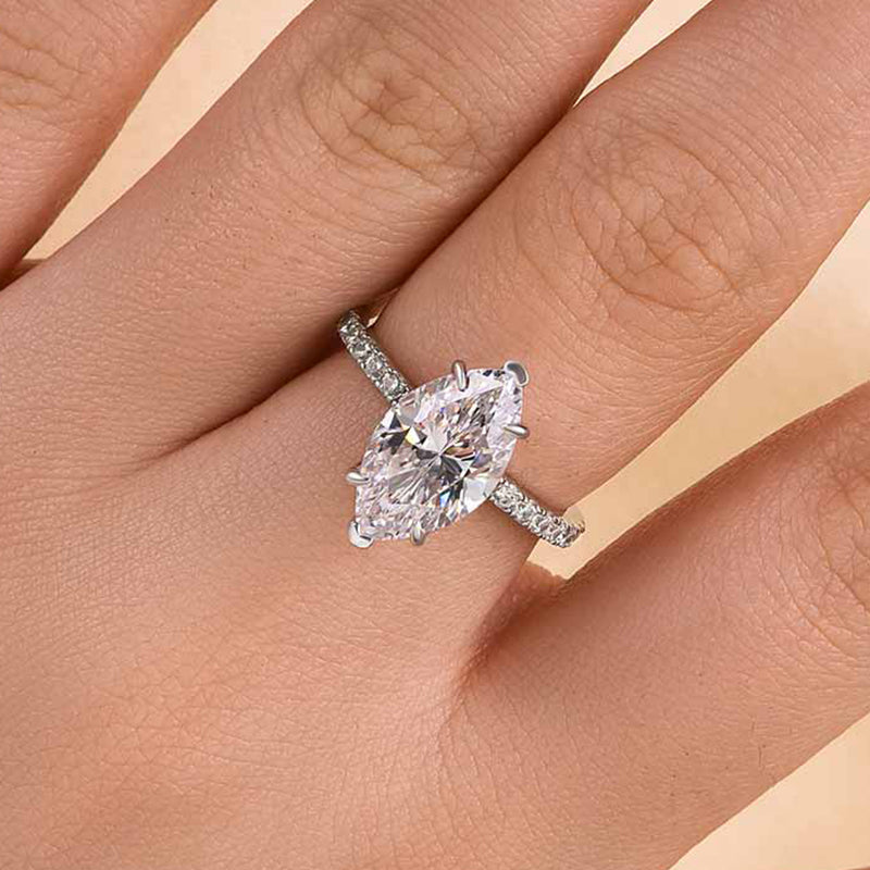 Exclusive Marquise Cut Engagement Ring In Sterling Silver