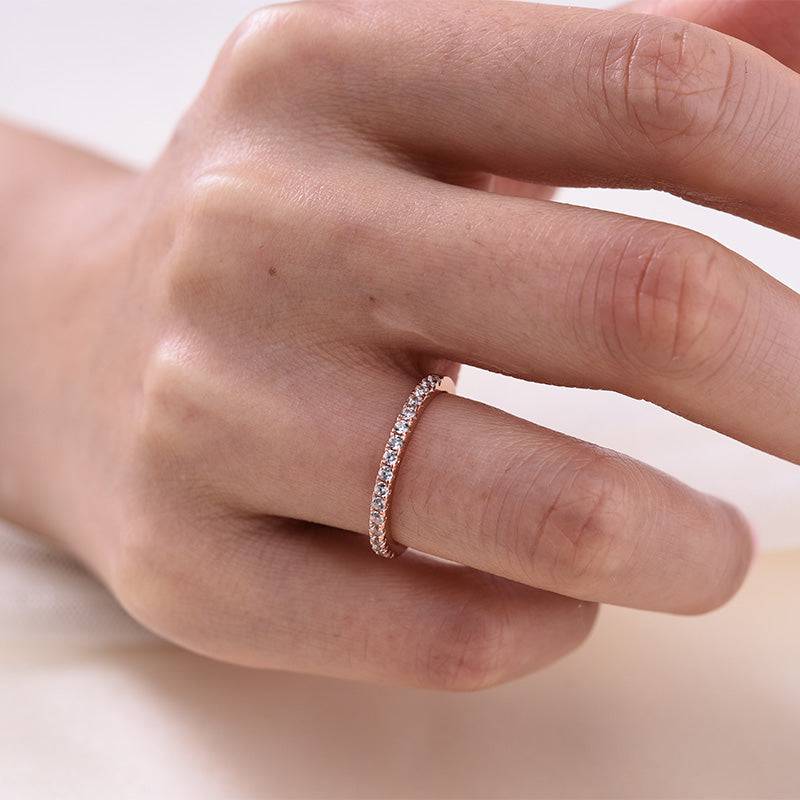 Sterling Silver Classic Half Eternity Thin Women's Wedding Band