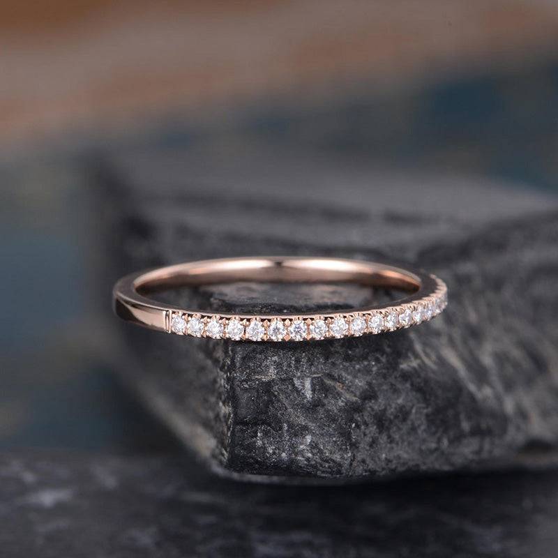 Sterling Silver Classic Half Eternity Thin Women's Wedding Band