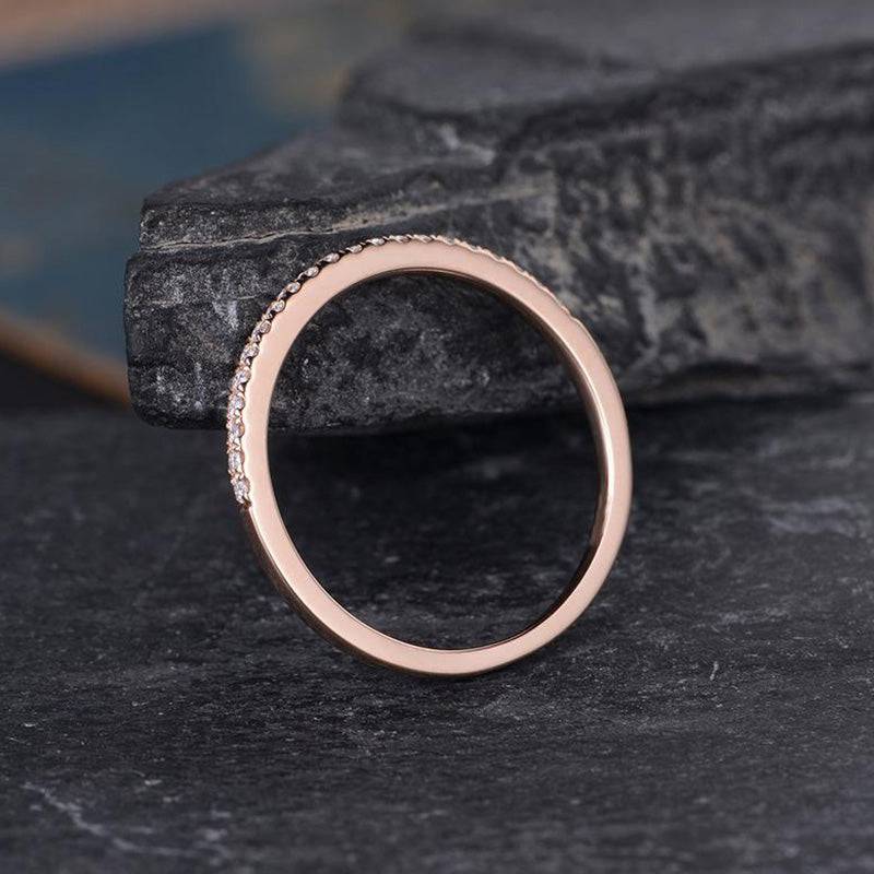 Sterling Silver Classic Half Eternity Thin Women's Wedding Band