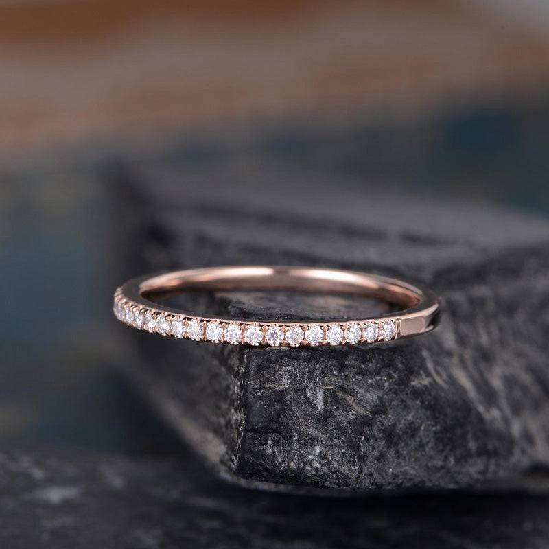 Sterling Silver Classic Half Eternity Thin Women's Wedding Band