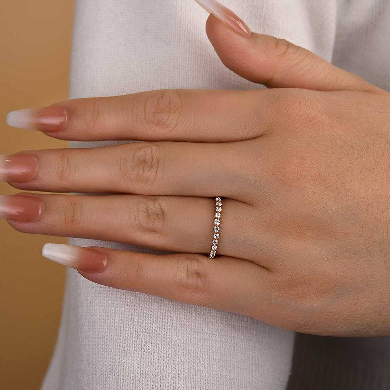 Classic Round Cut Full Eternity Wedding Band In Sterling Silver