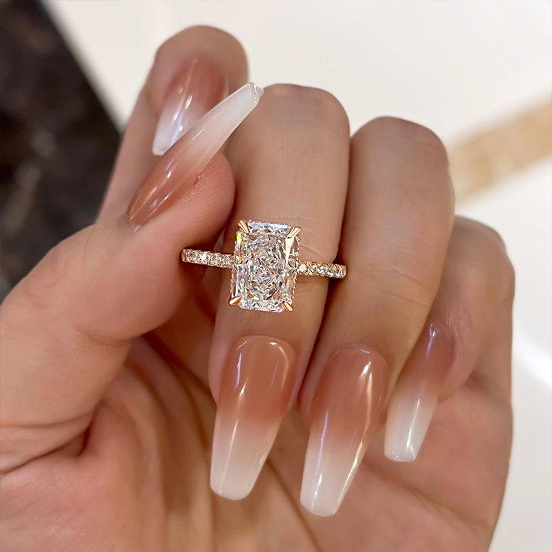 Elegant Radiant Cut Engagement Ring For Women In Sterling Silver