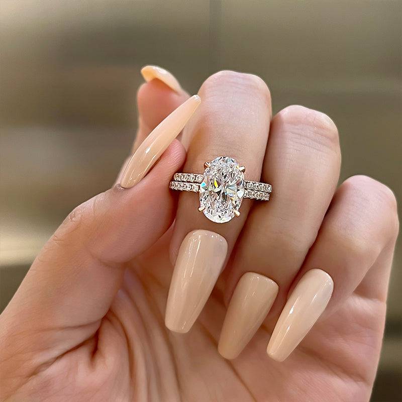 4.0Ct Classic Created White Sapphire Oval Cut Wedding Ring Set