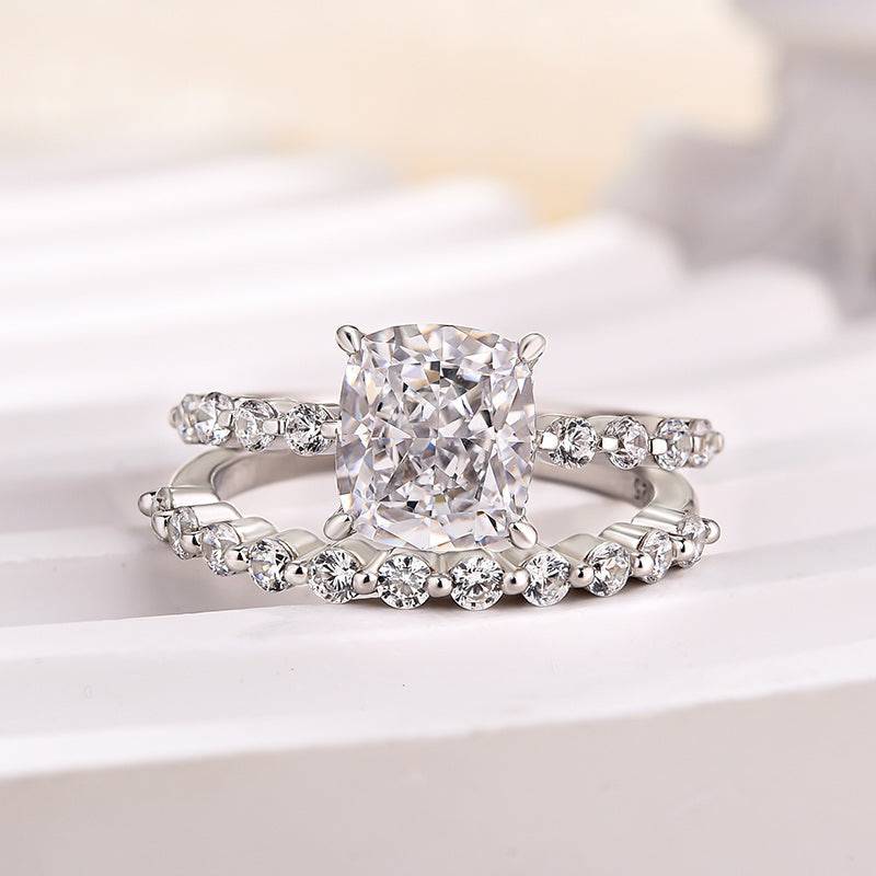 Exquisite 2.0 Carat Cushion Cut Women's Wedding Ring Set In Sterling Silver