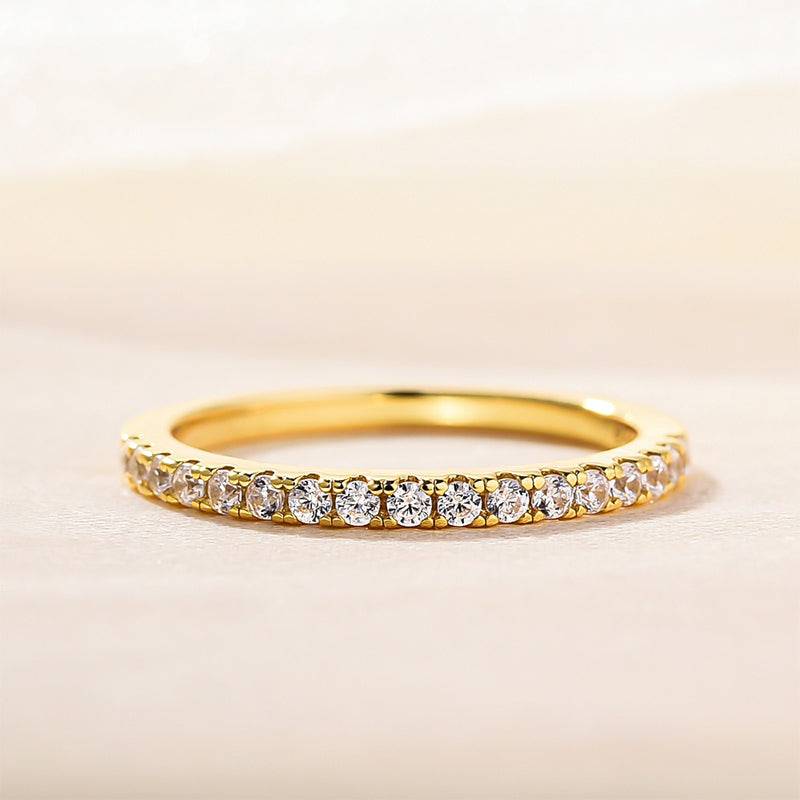 Sterling Silver Classic Half Eternity Thin Women's Wedding Band