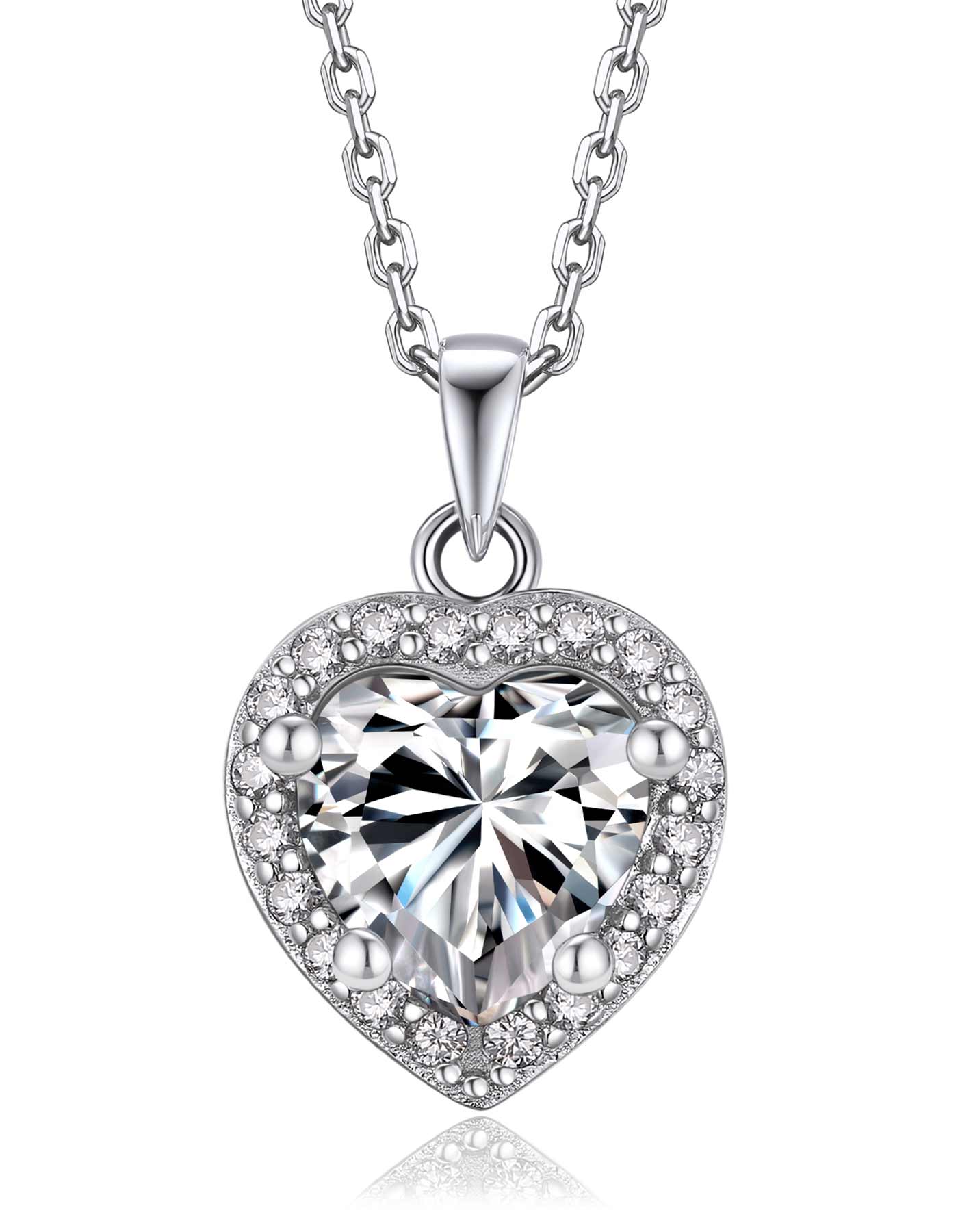 Ahabobo Heart Cut Moissanite Birthstone Halo Necklace For Women