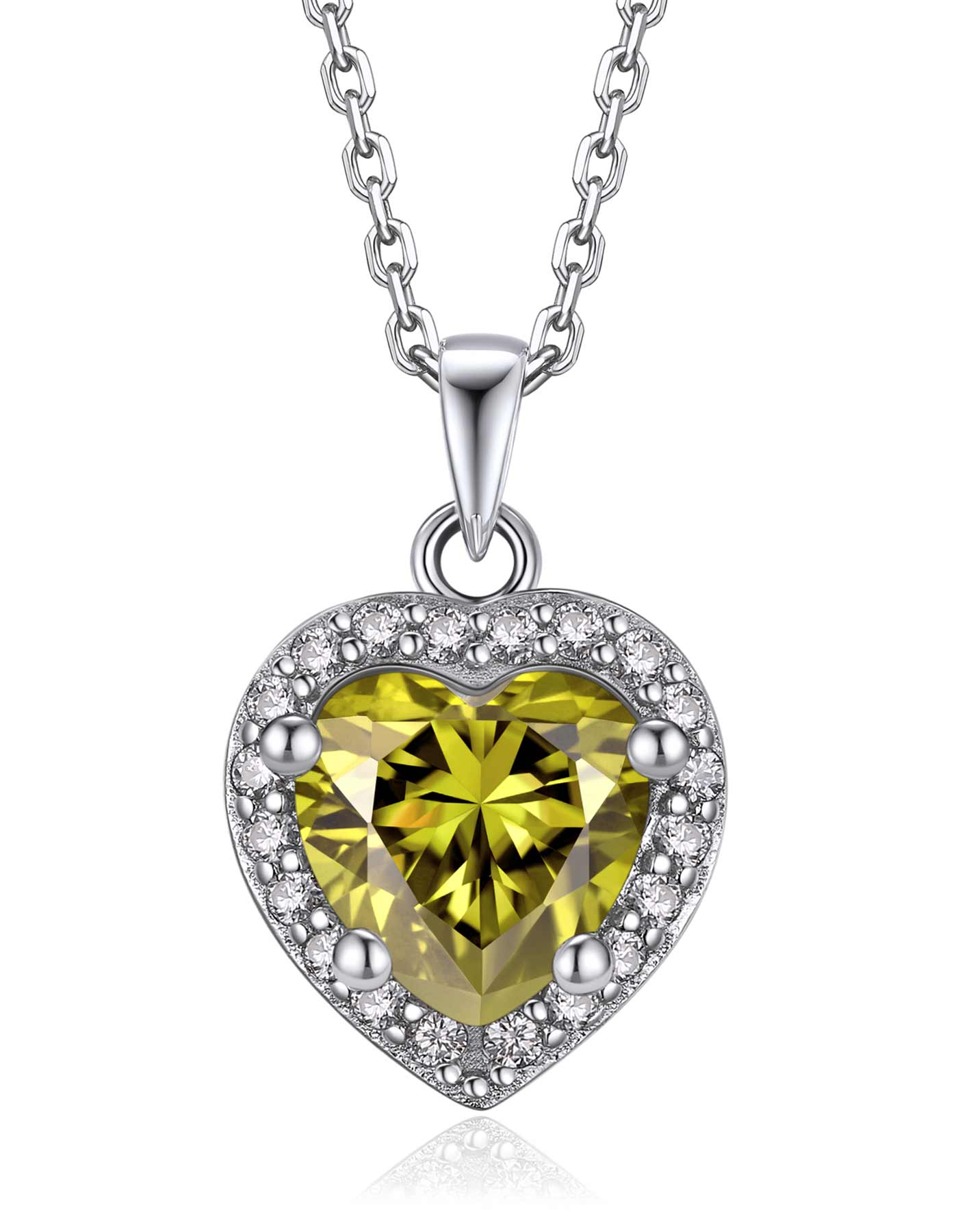 Ahabobo Heart Cut Moissanite Birthstone Halo Necklace For Women