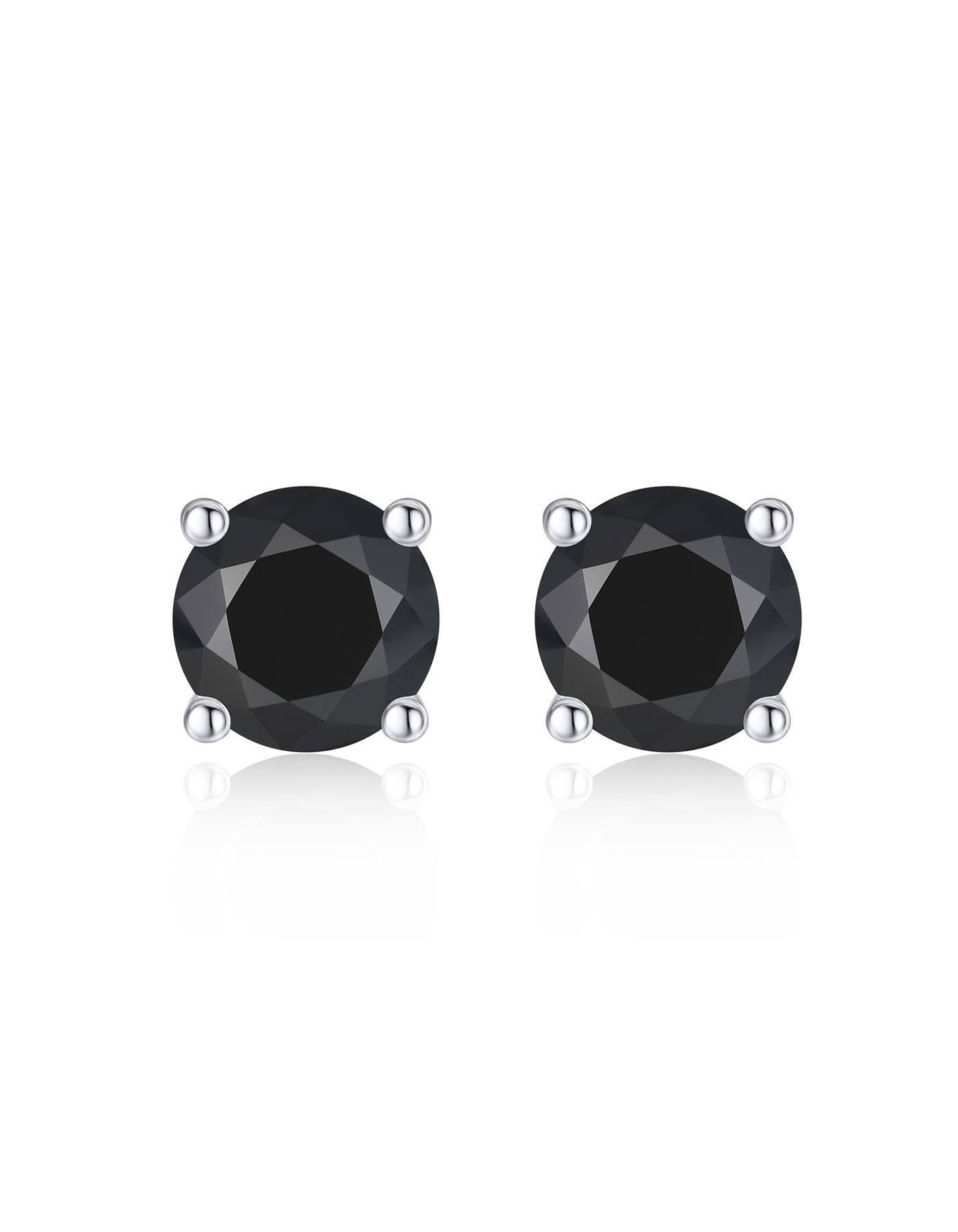 Ahabobo Sterling Silver Black Moissanite Earrings Studs
