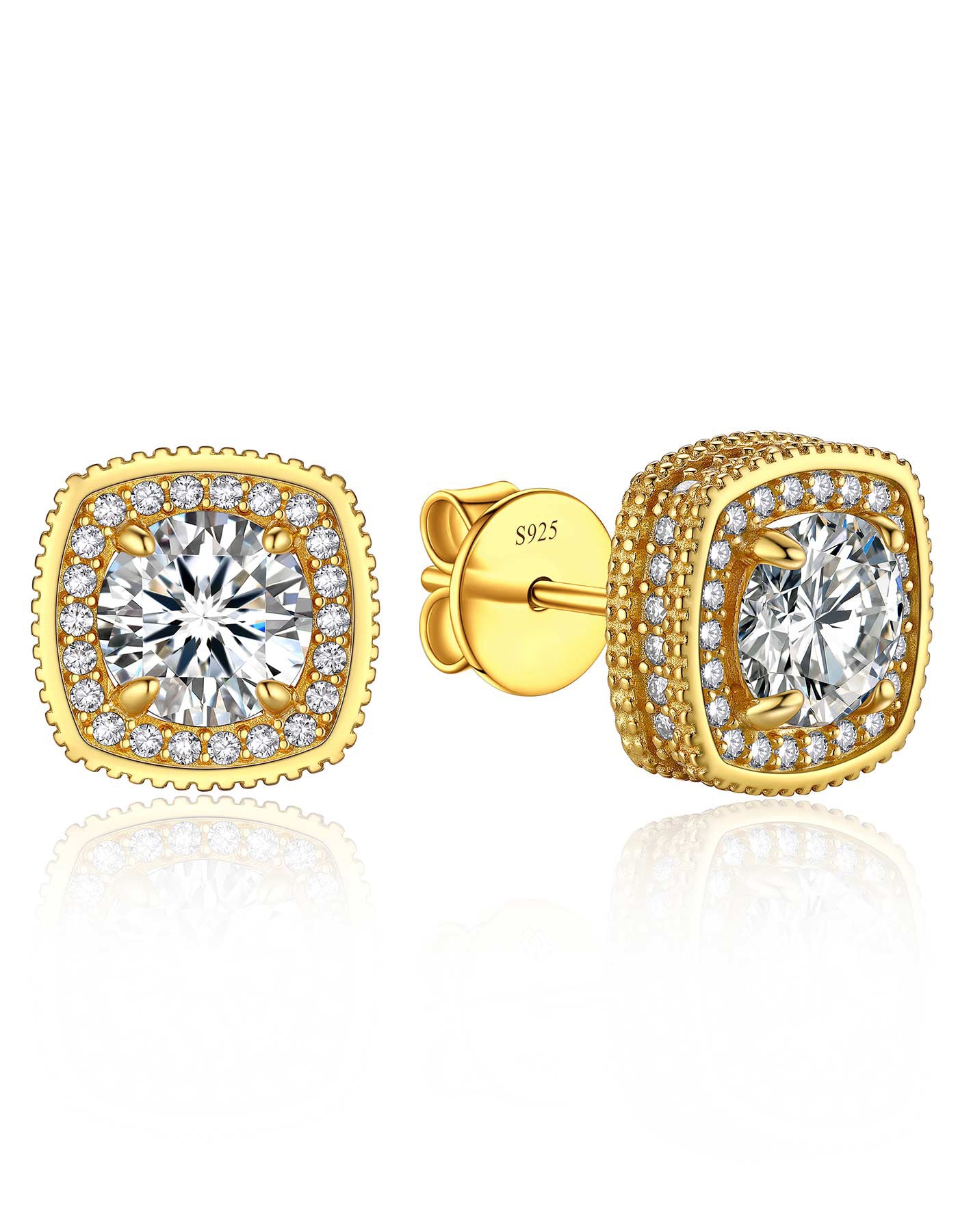 Ahabobo Cushion Cut Moissanite Earrings Halo Studs For Women