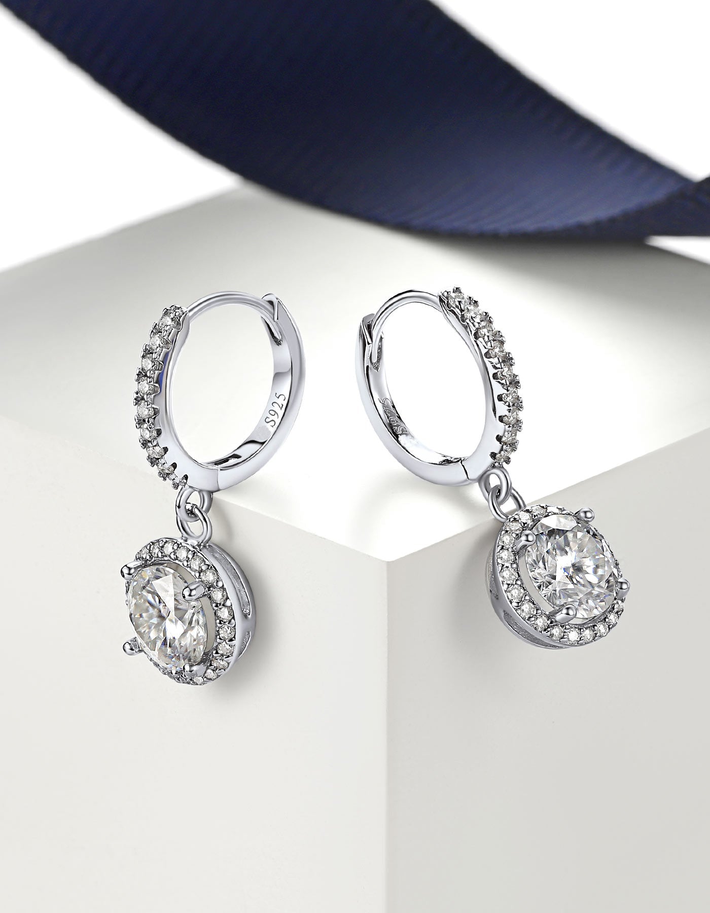 Ahabobo Halo Moissanite Hoop Earrings For Women