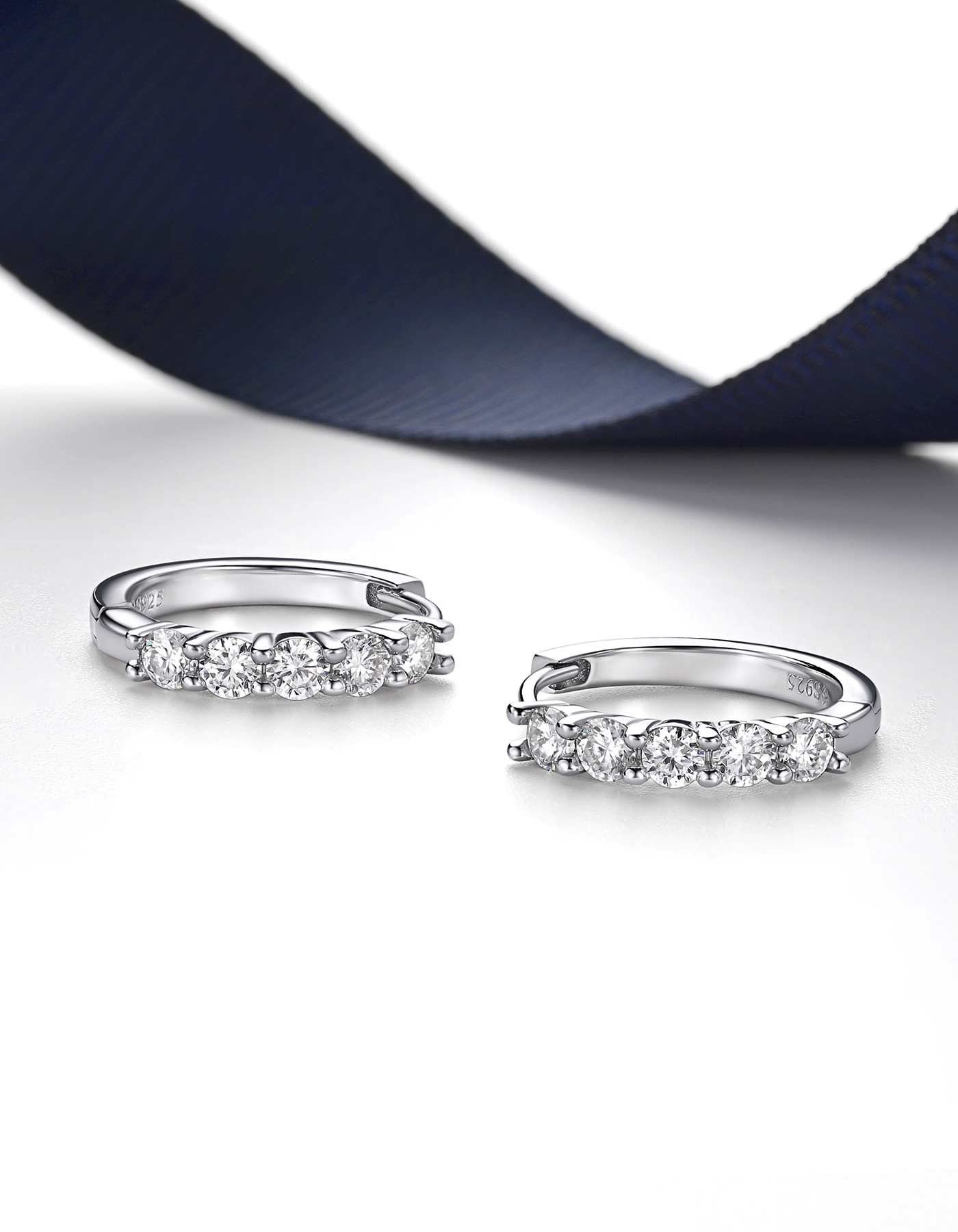 Ahabobo Moissanite Hoop Earrings For Women in Silver