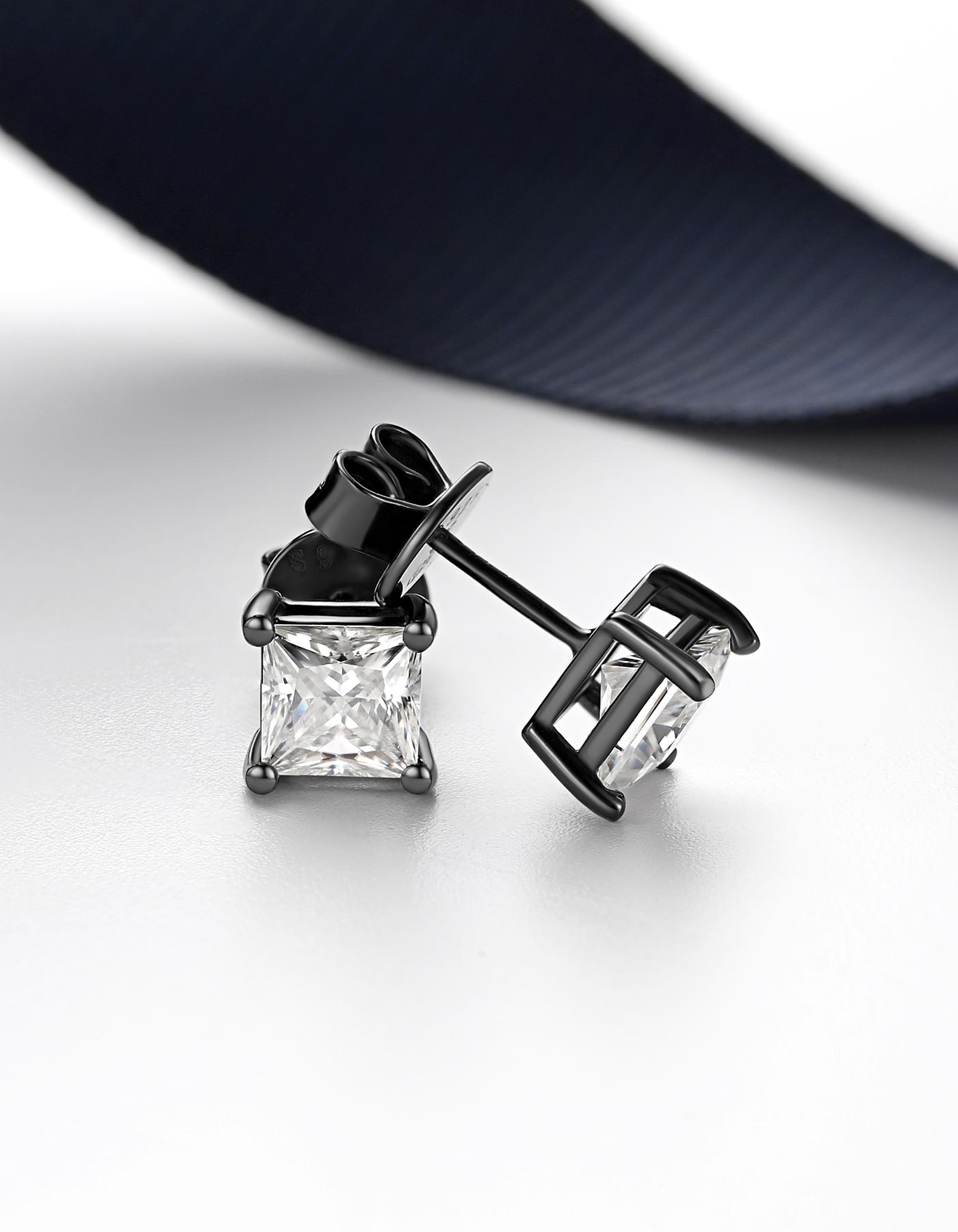 Ahabobo Princess Cut Moissanite Stud Earrings For Women Men