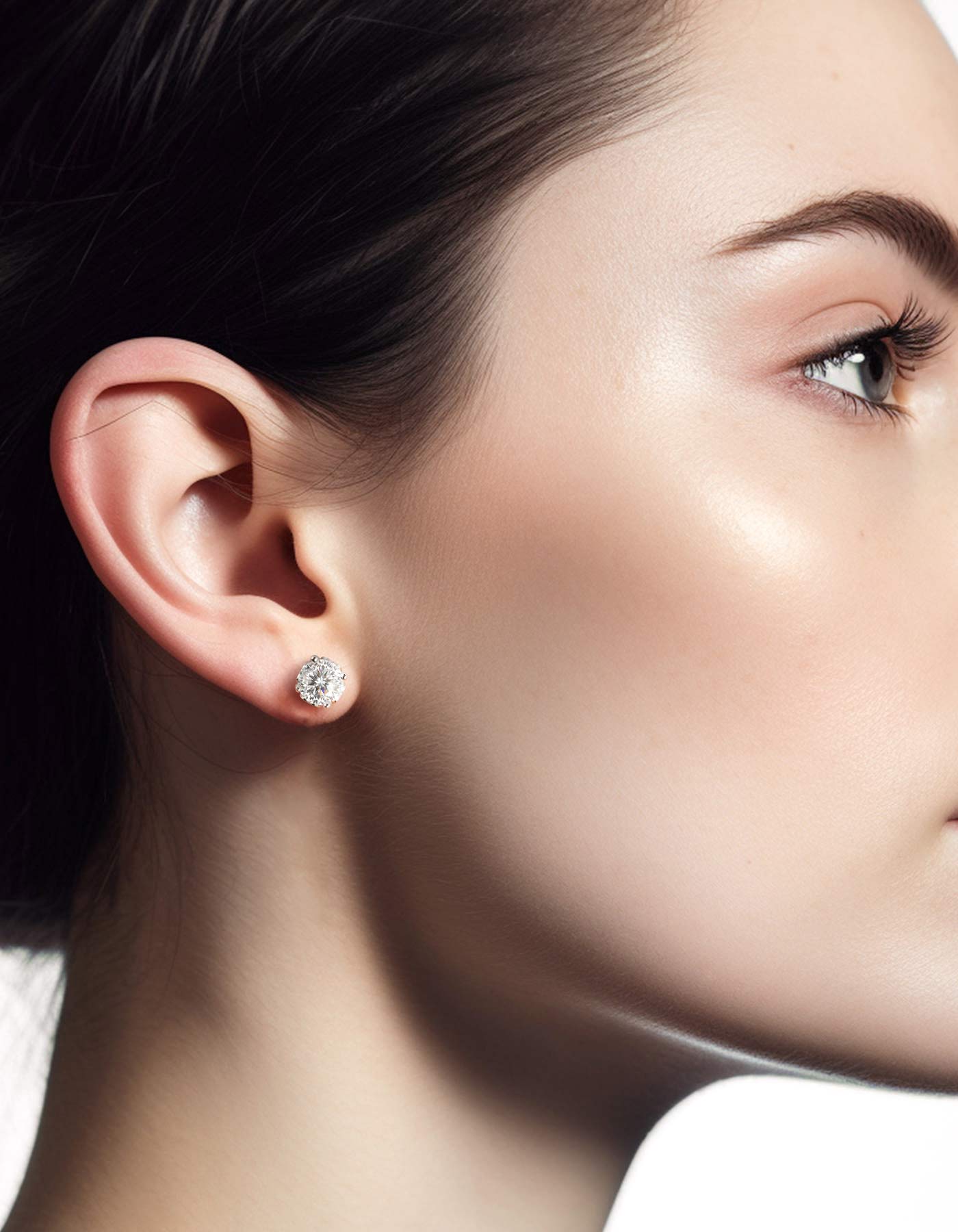 Ahabobo Moissanite Stud Earrings With Heart for Women