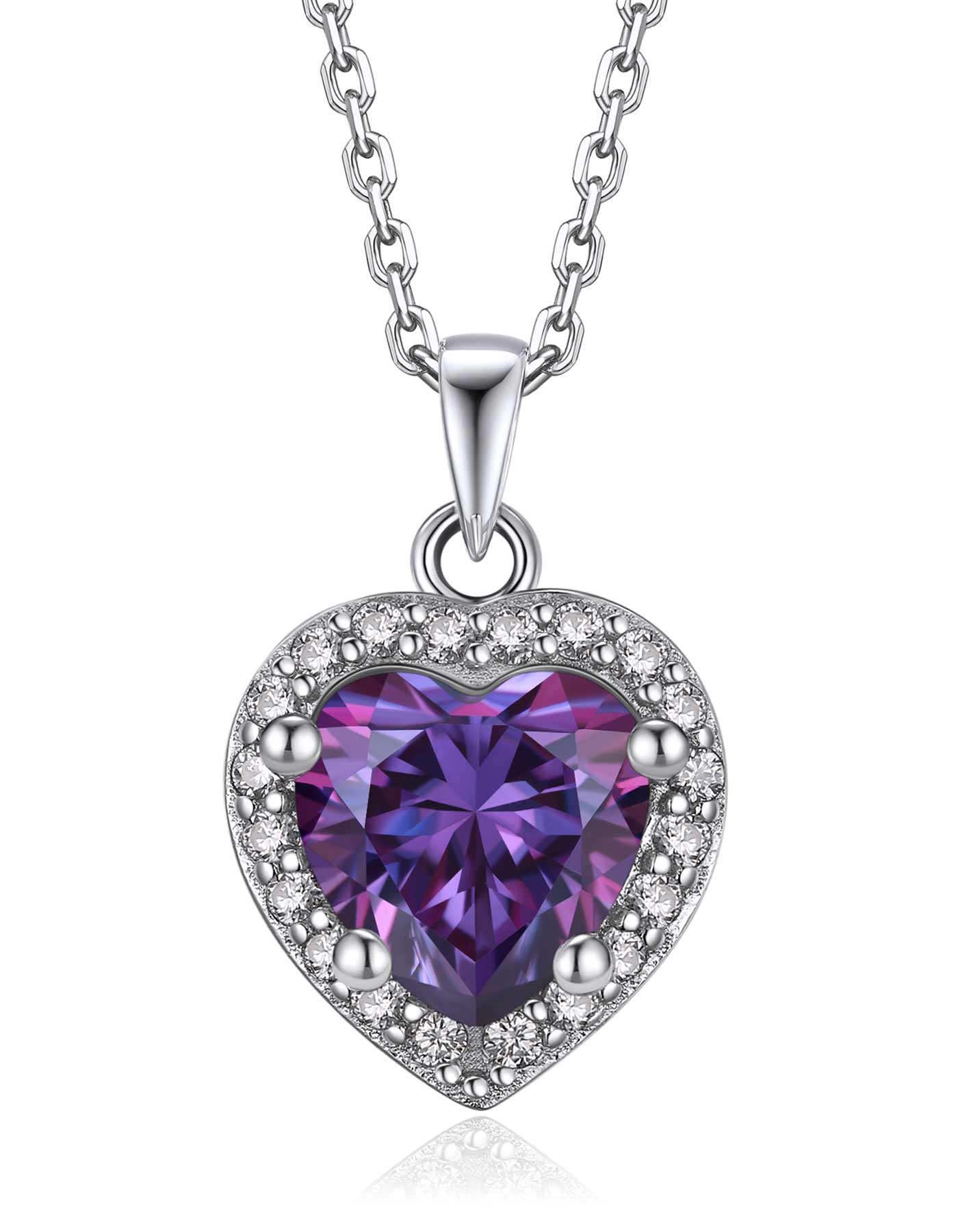 Ahabobo Heart Cut Moissanite Birthstone Halo Necklace For Women