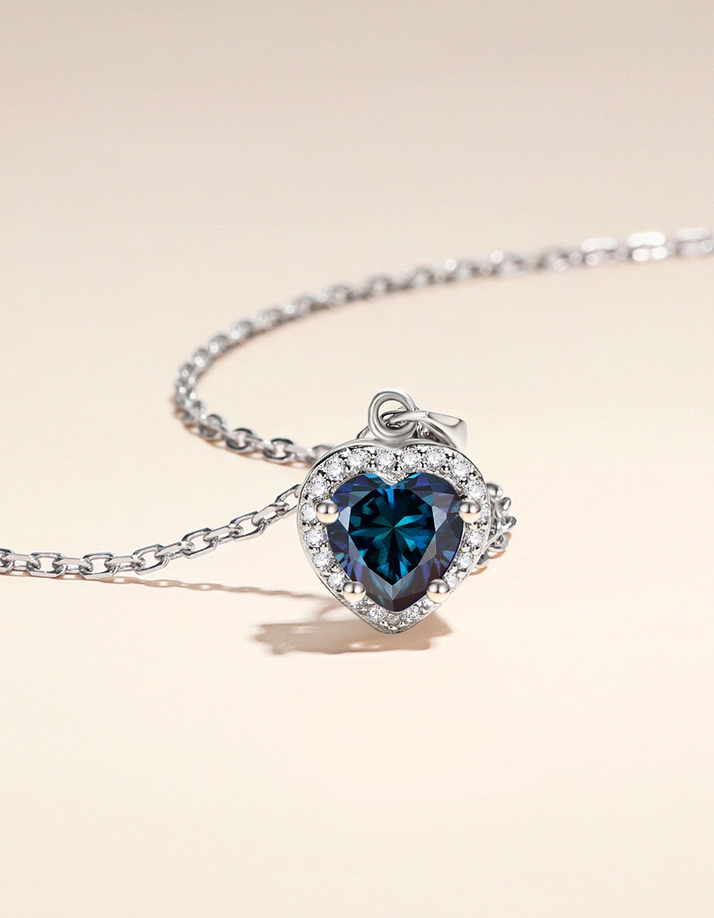 Ahabobo Heart Cut Moissanite Birthstone Halo Necklace For Women