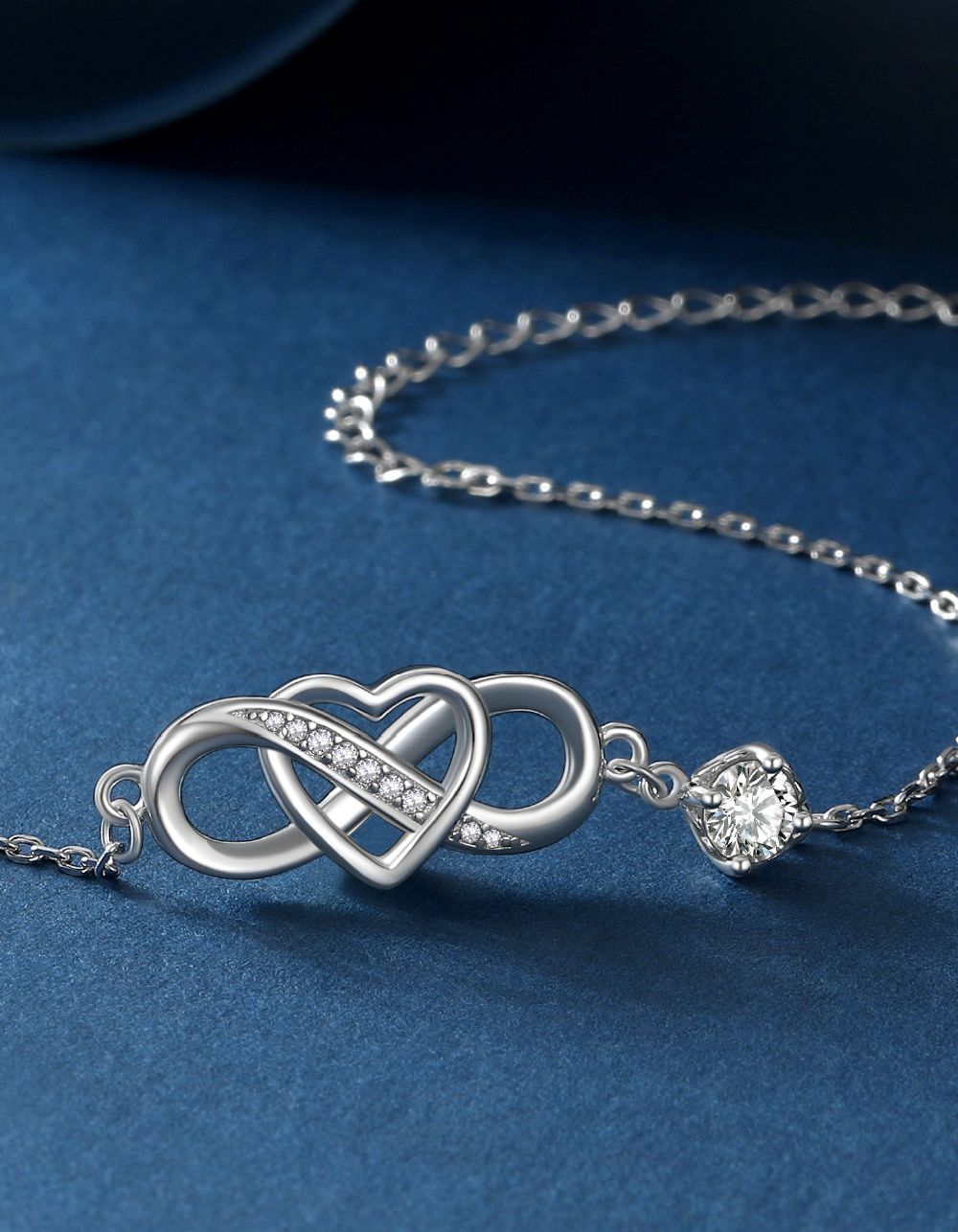Ahabobo Heart Infinity Bracelet With Moissanite