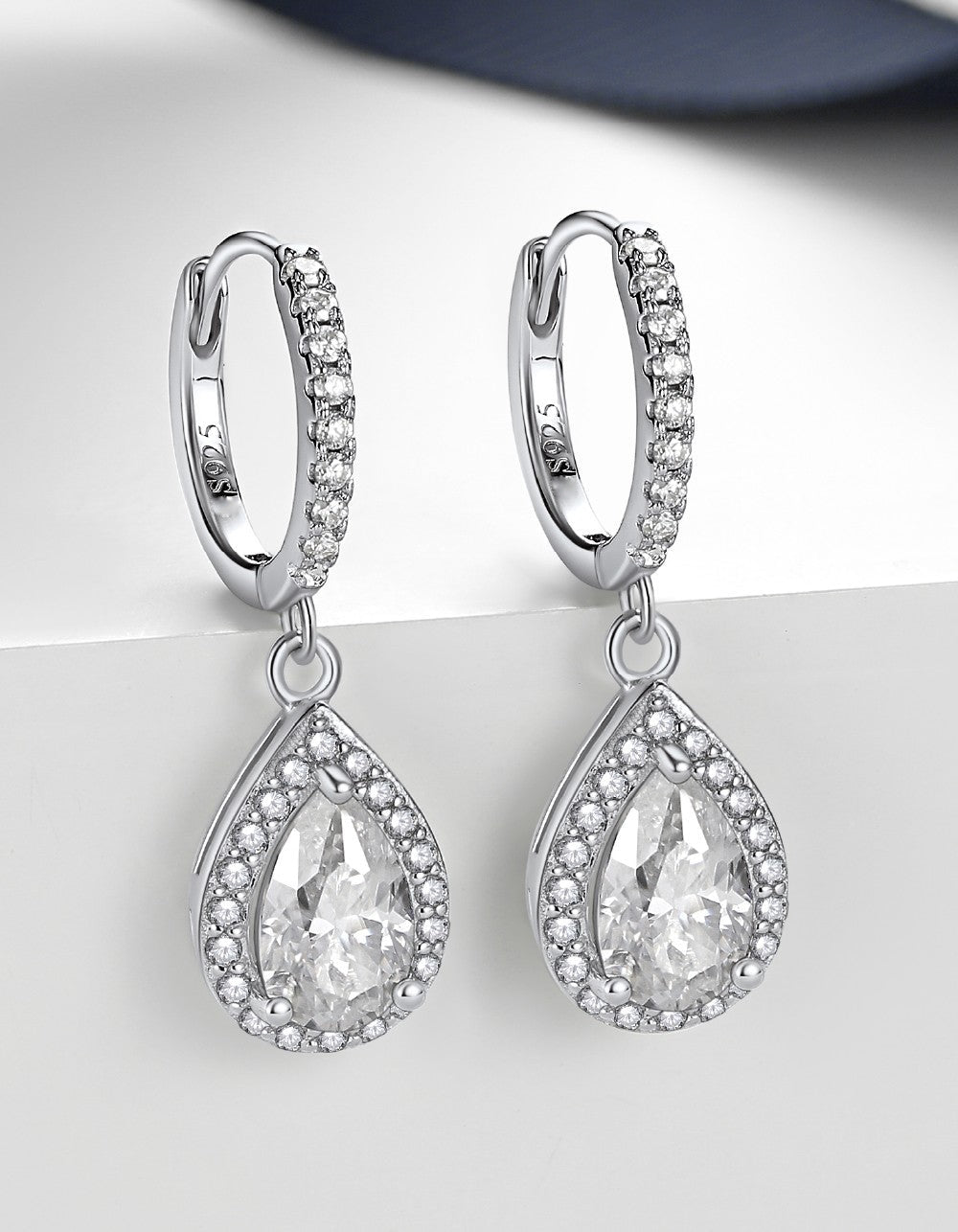 Ahabobo Moissanite Hoop Earrings Pear Huggie Earrings For Women