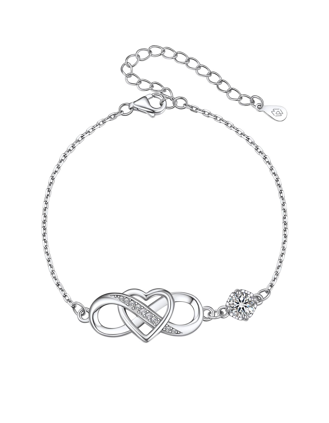 Ahabobo Heart Infinity Bracelet With Moissanite