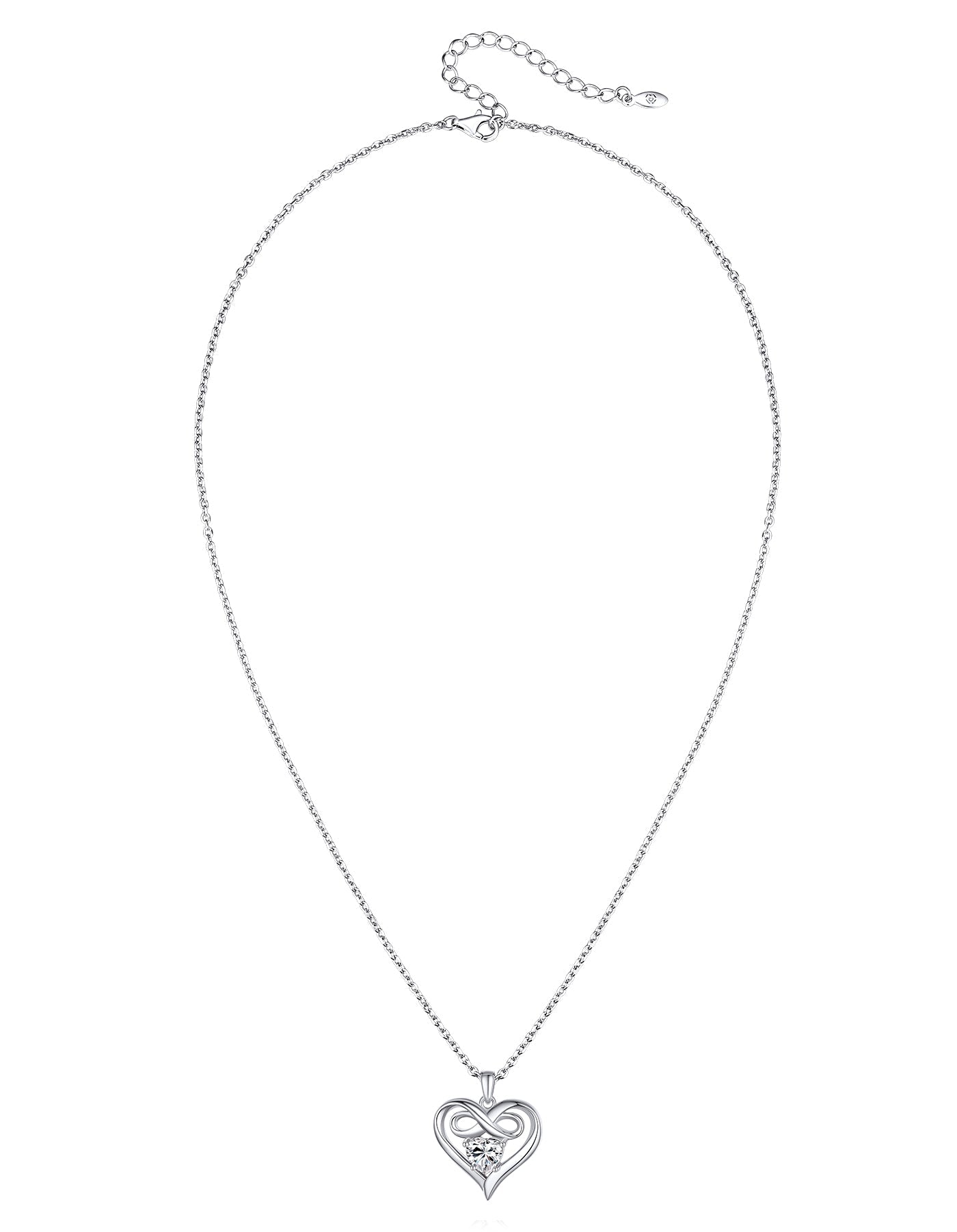 Ahabobo Infinity Heart Necklace with Moissanite For Women