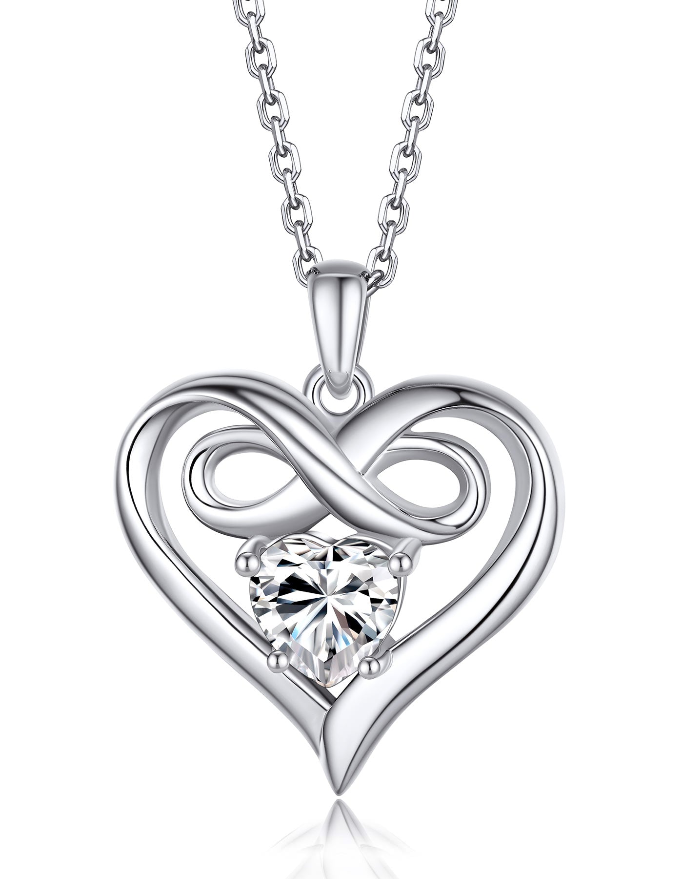 Ahabobo Infinity Heart Necklace with Moissanite For Women