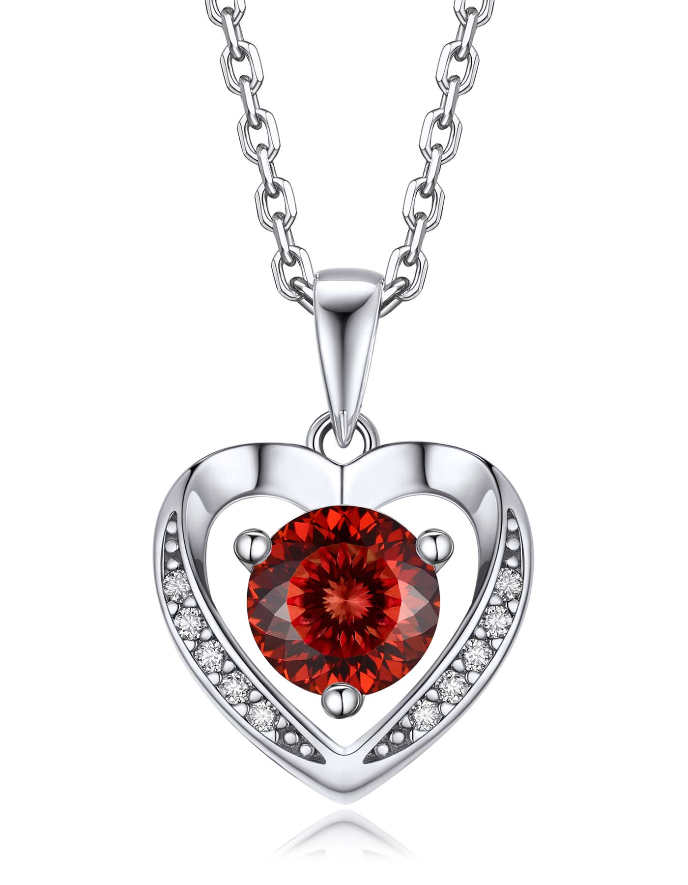 Ahabobo Heart Moissanite Birthstone Necklace in Silver