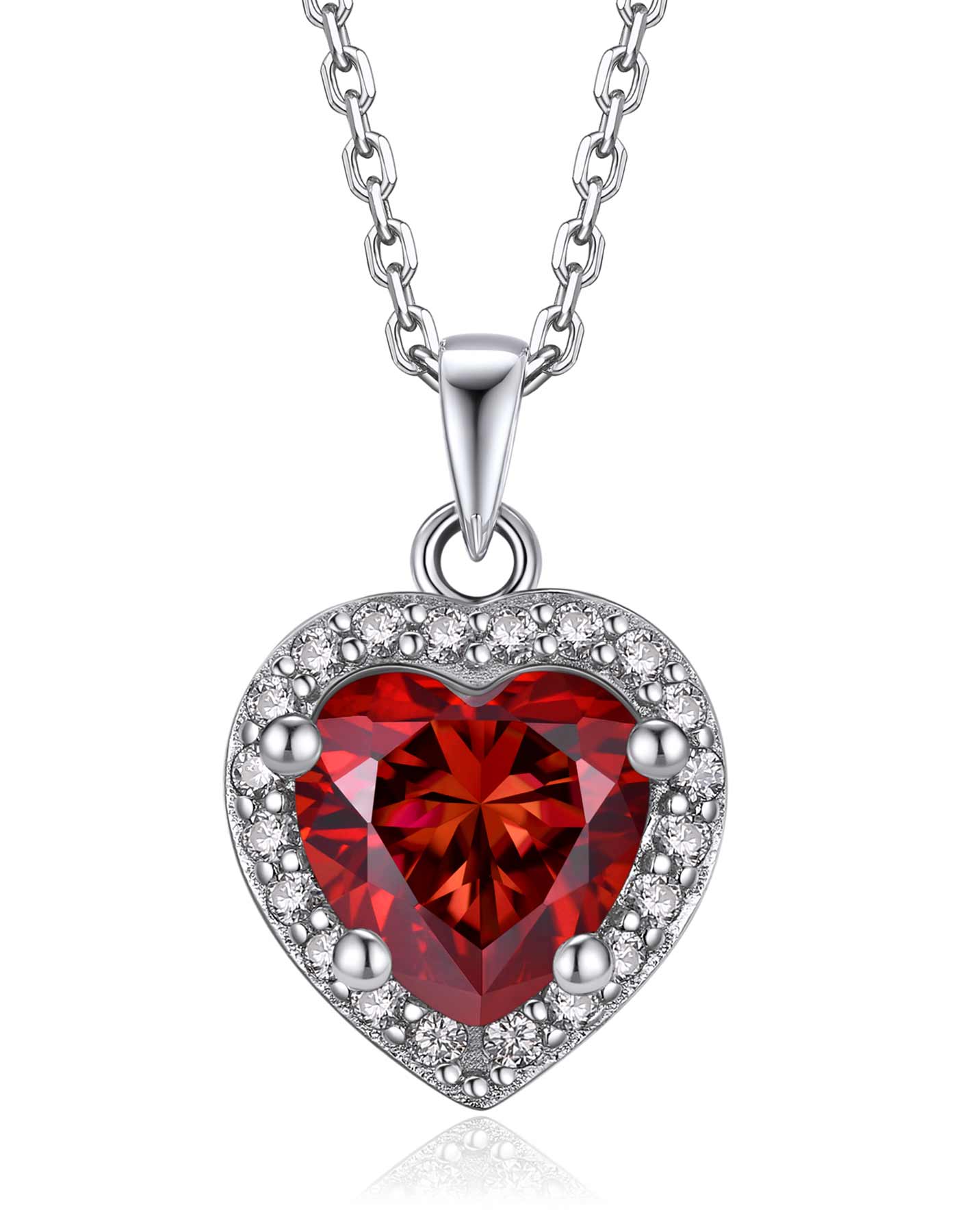 Ahabobo Heart Cut Moissanite Birthstone Halo Necklace For Women