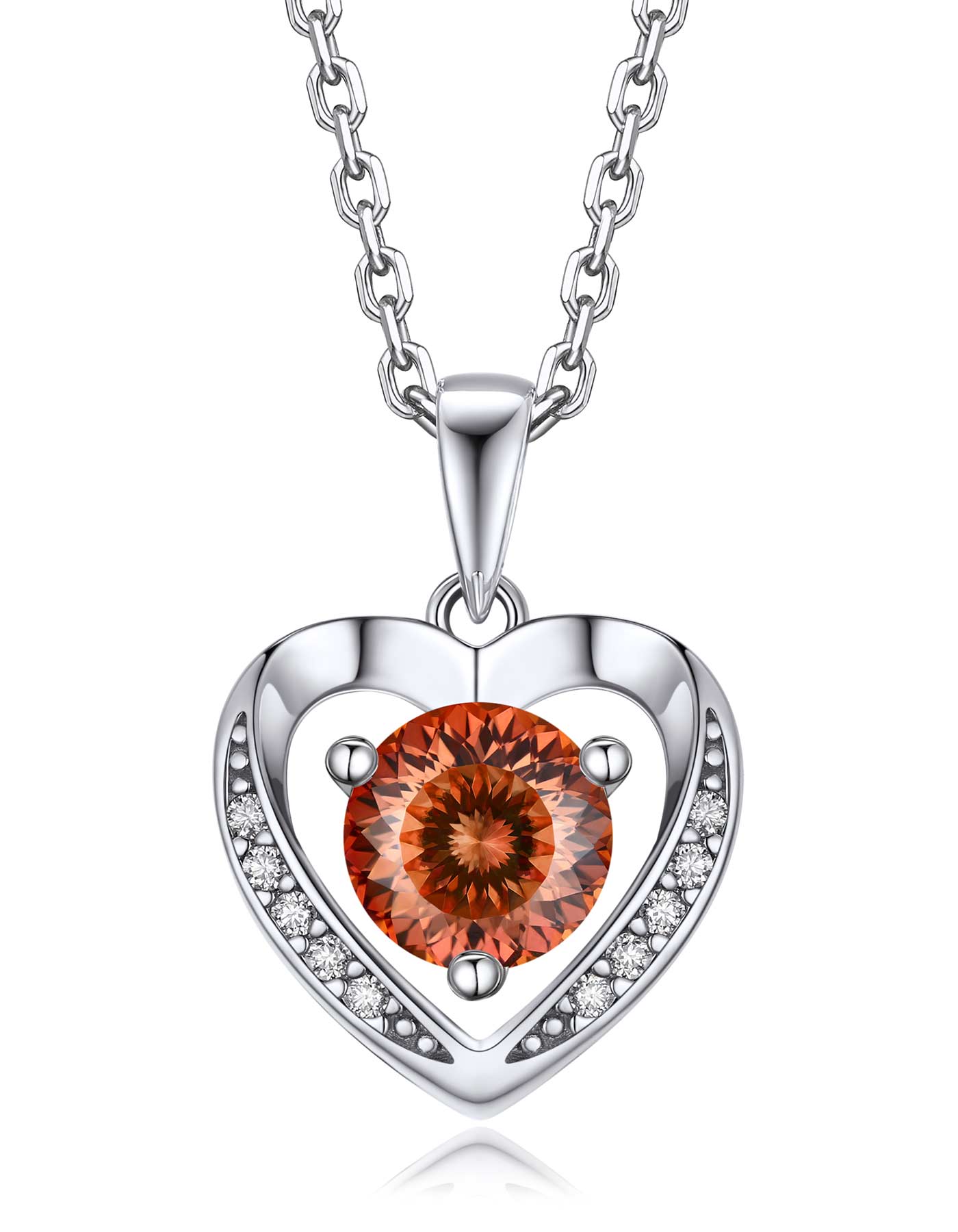 Ahabobo Heart Moissanite Birthstone Necklace in Silver