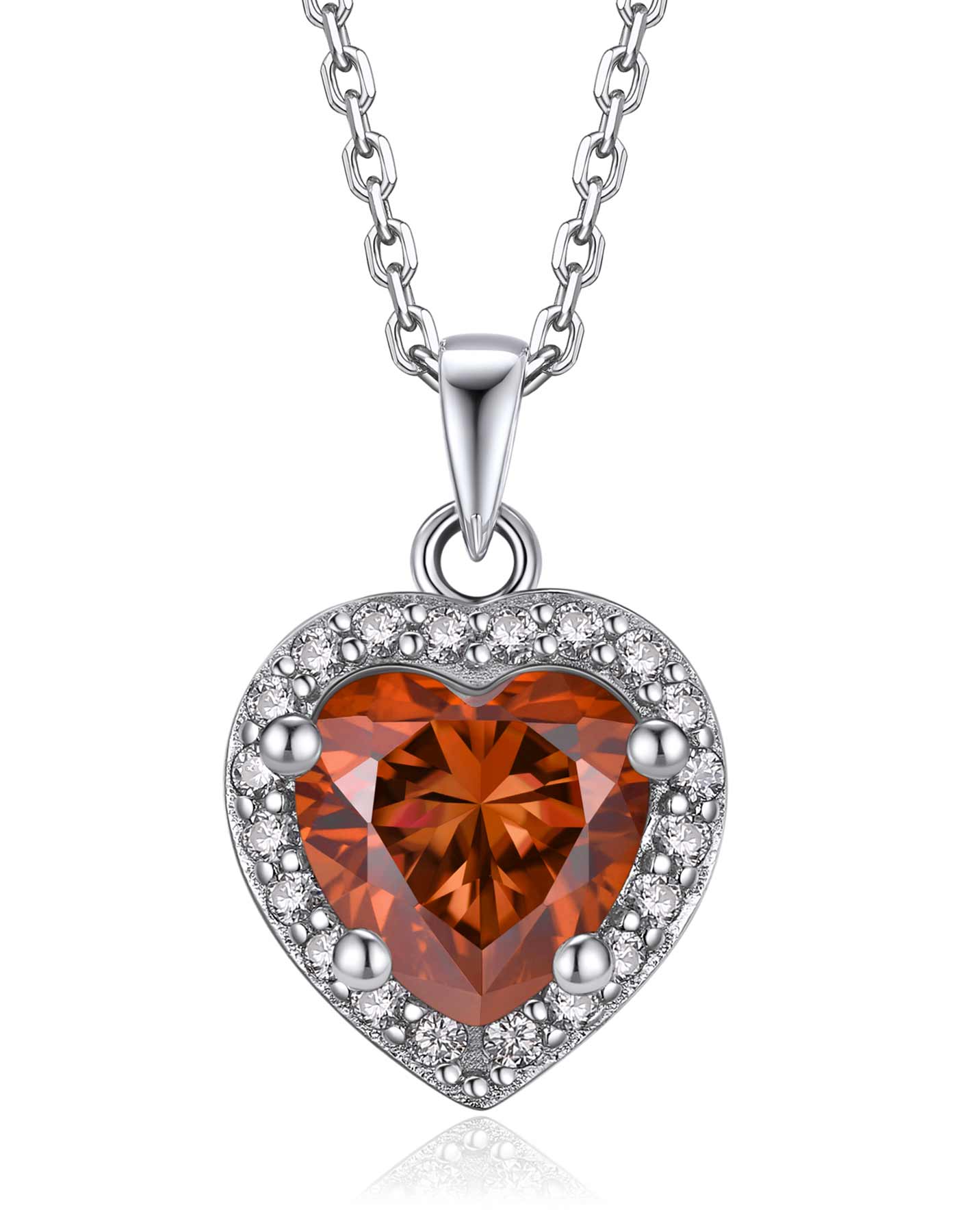 Ahabobo Heart Cut Moissanite Birthstone Halo Necklace For Women