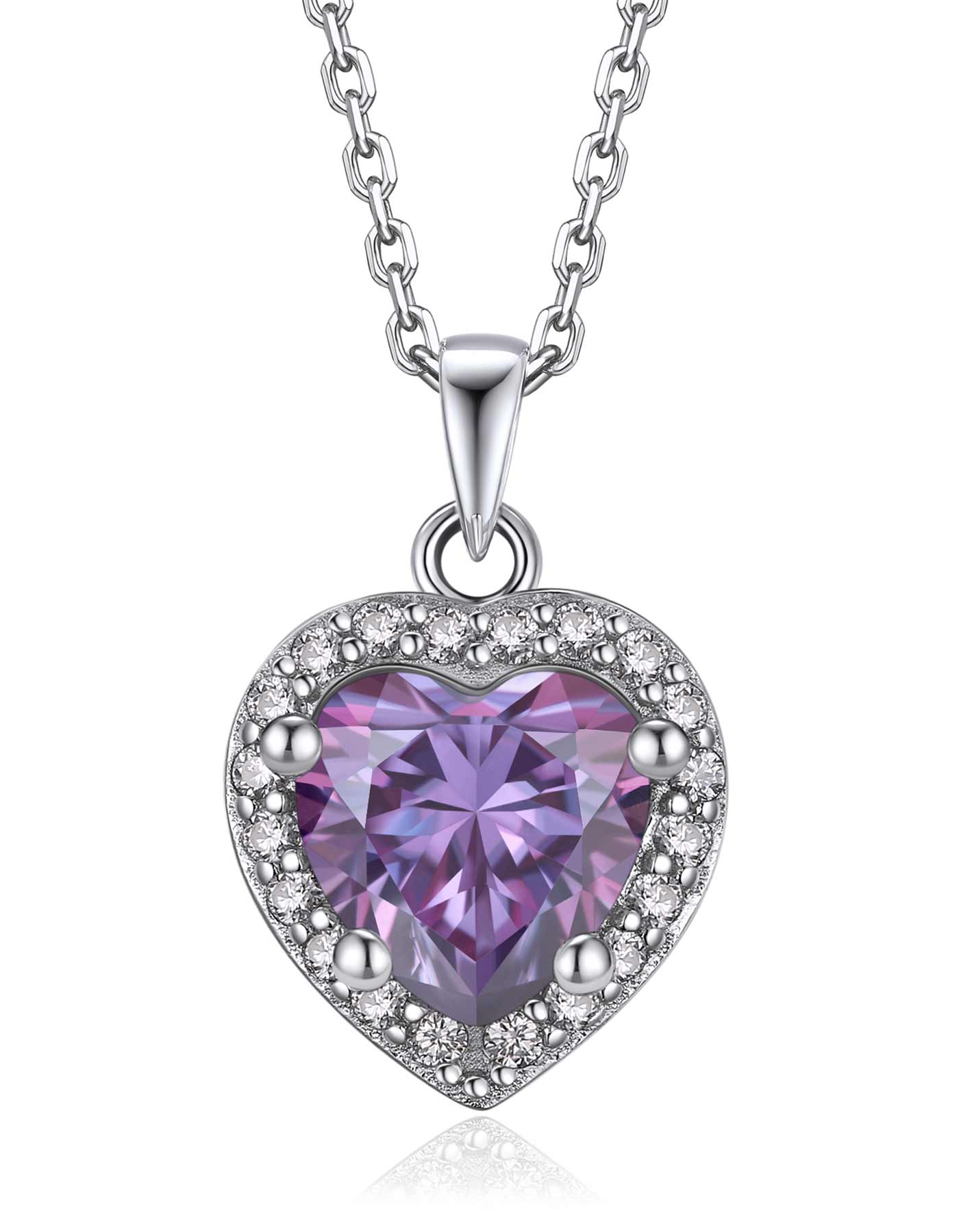 Ahabobo Heart Cut Moissanite Birthstone Halo Necklace For Women