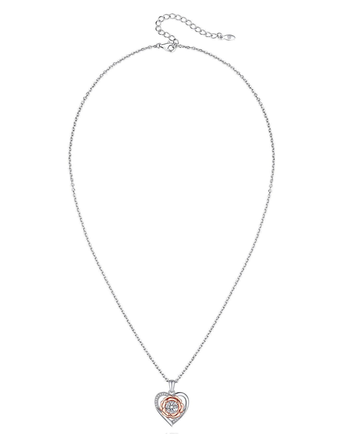 Ahabobo Heart in Rose Necklace With Moissanite for Women Mother