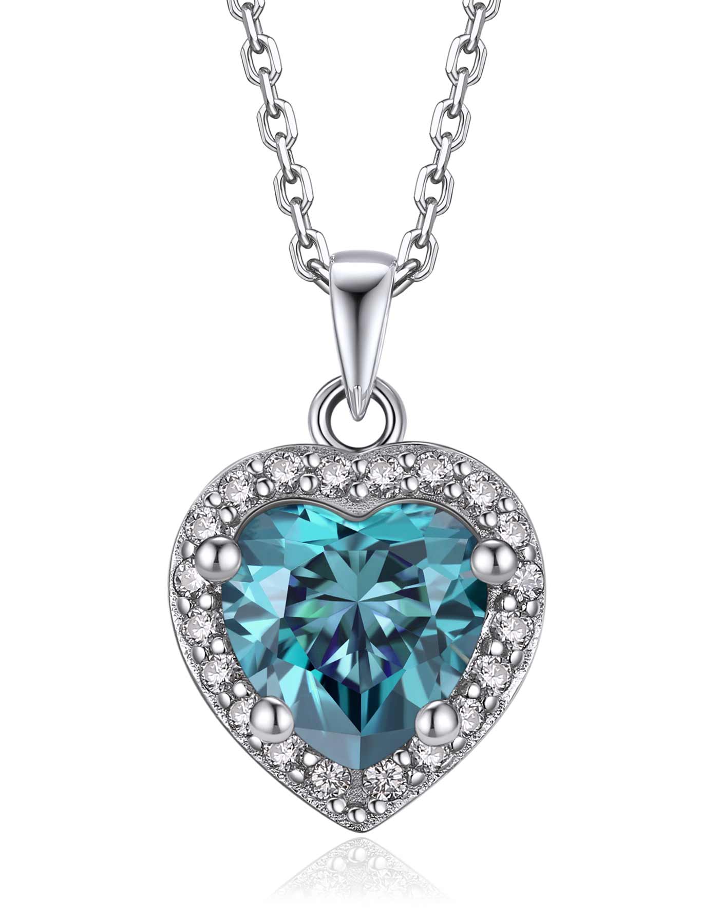 Ahabobo Heart Cut Moissanite Birthstone Halo Necklace For Women
