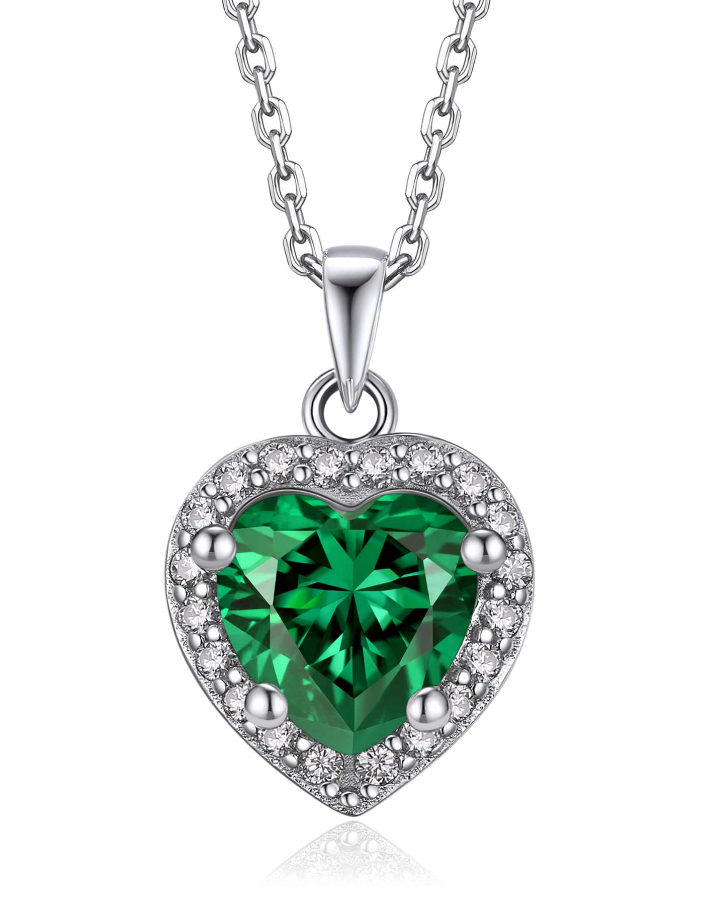 Ahabobo Heart Cut Moissanite Birthstone Halo Necklace For Women