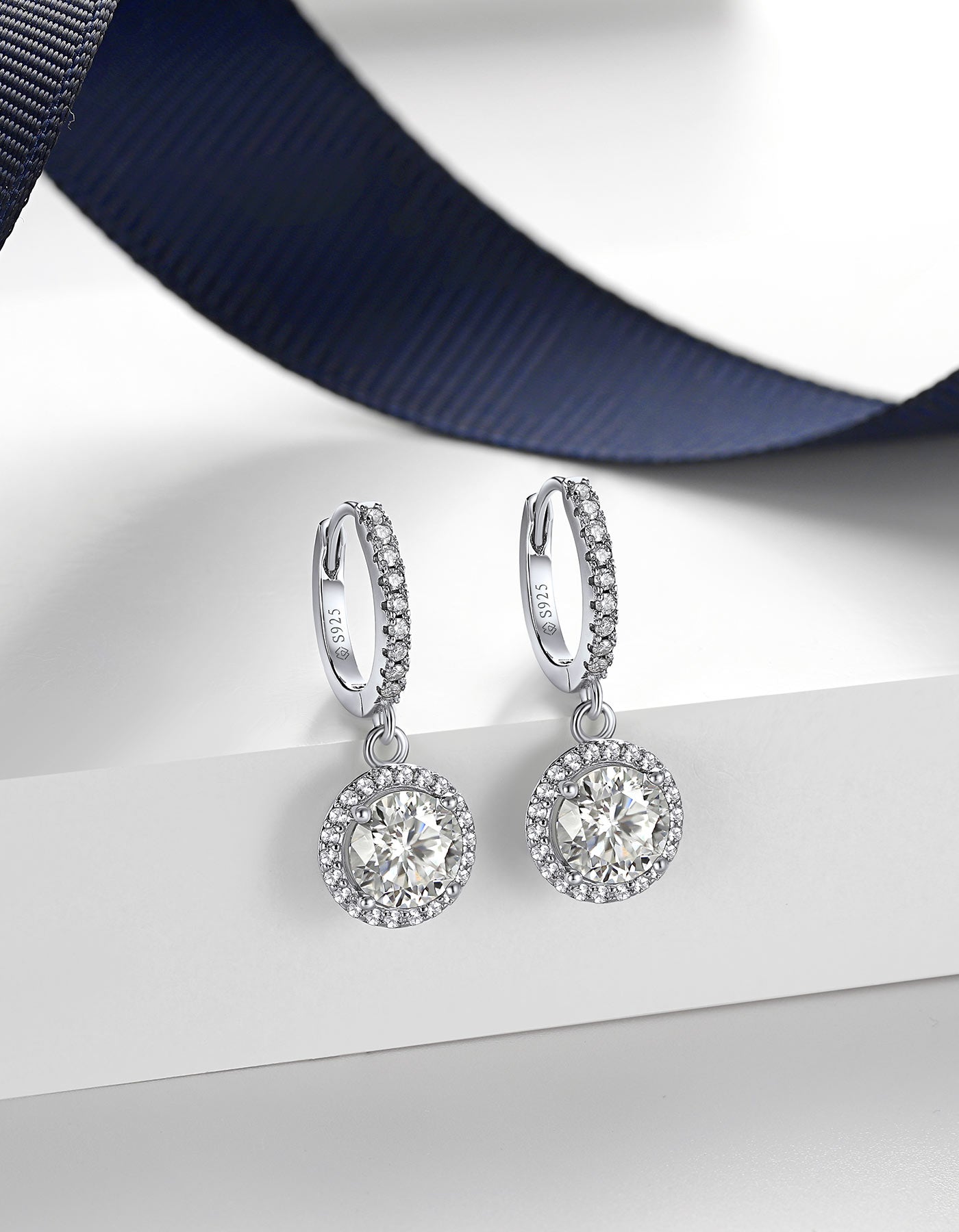Ahabobo Halo Moissanite Hoop Earrings For Women