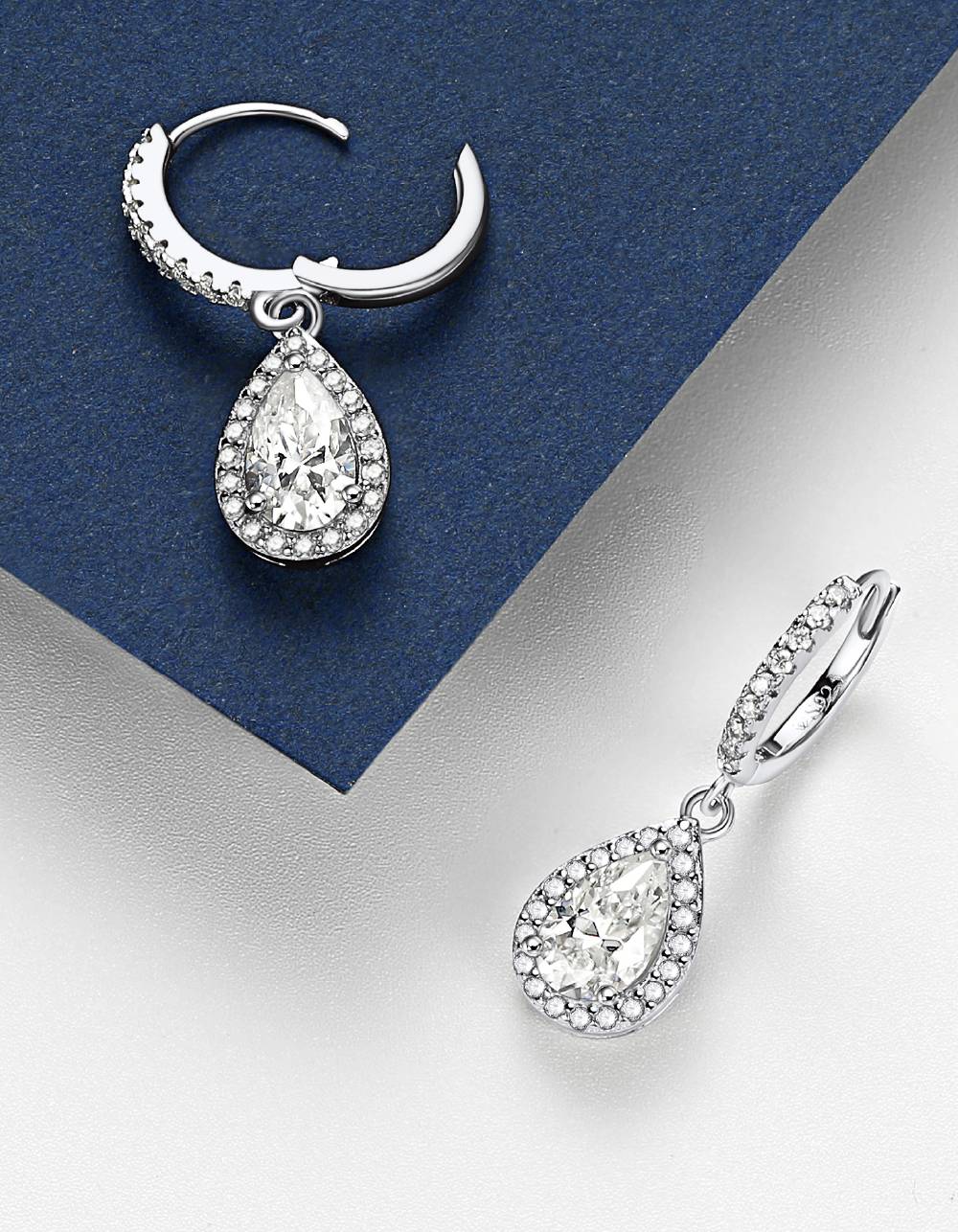 Ahabobo Moissanite Hoop Earrings Pear Huggie Earrings For Women