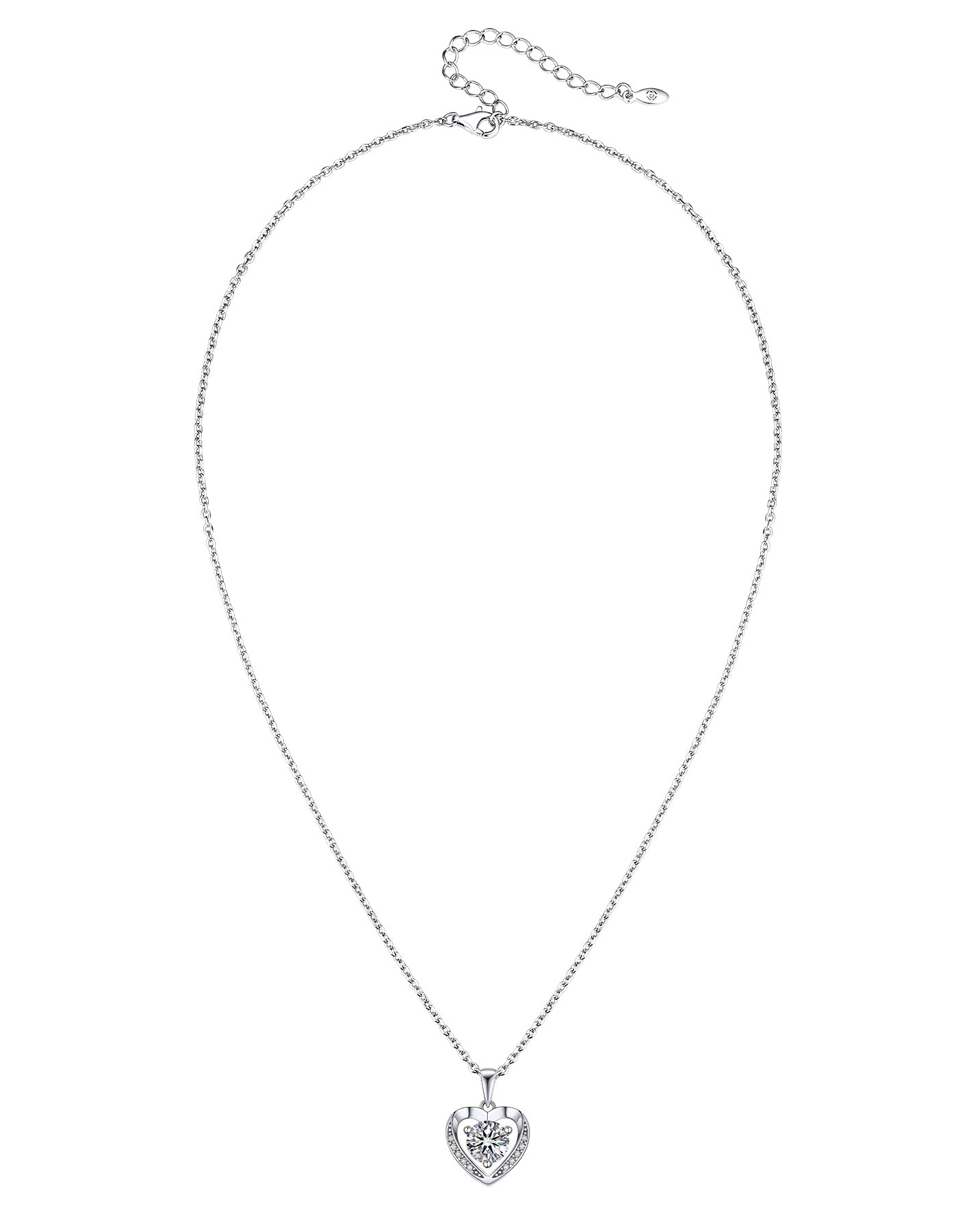 Ahabobo Heart Moissanite Necklace Black Stud Earrings Set