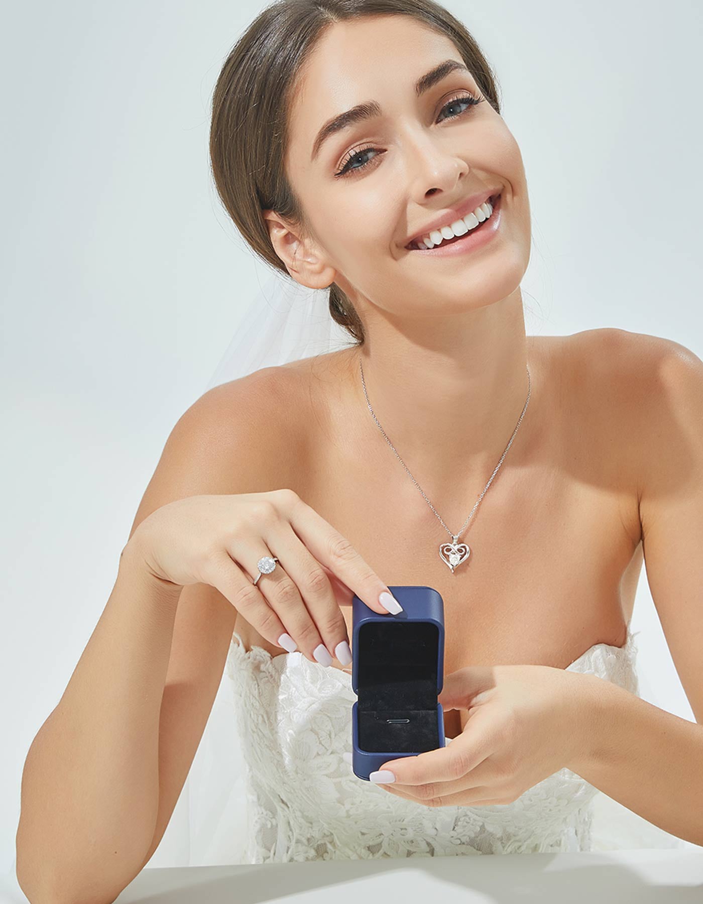 Ahabobo Infinity Heart Necklace with Moissanite For Women