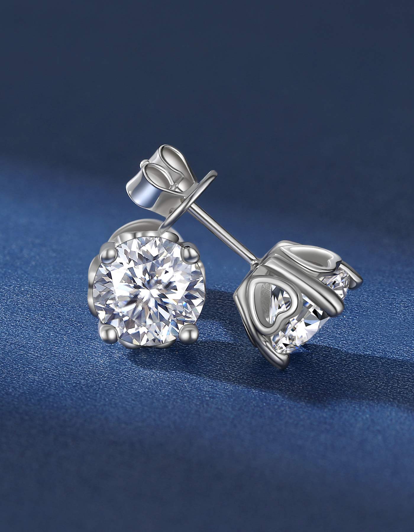 Ahabobo Moissanite Stud Earrings With Heart for Women