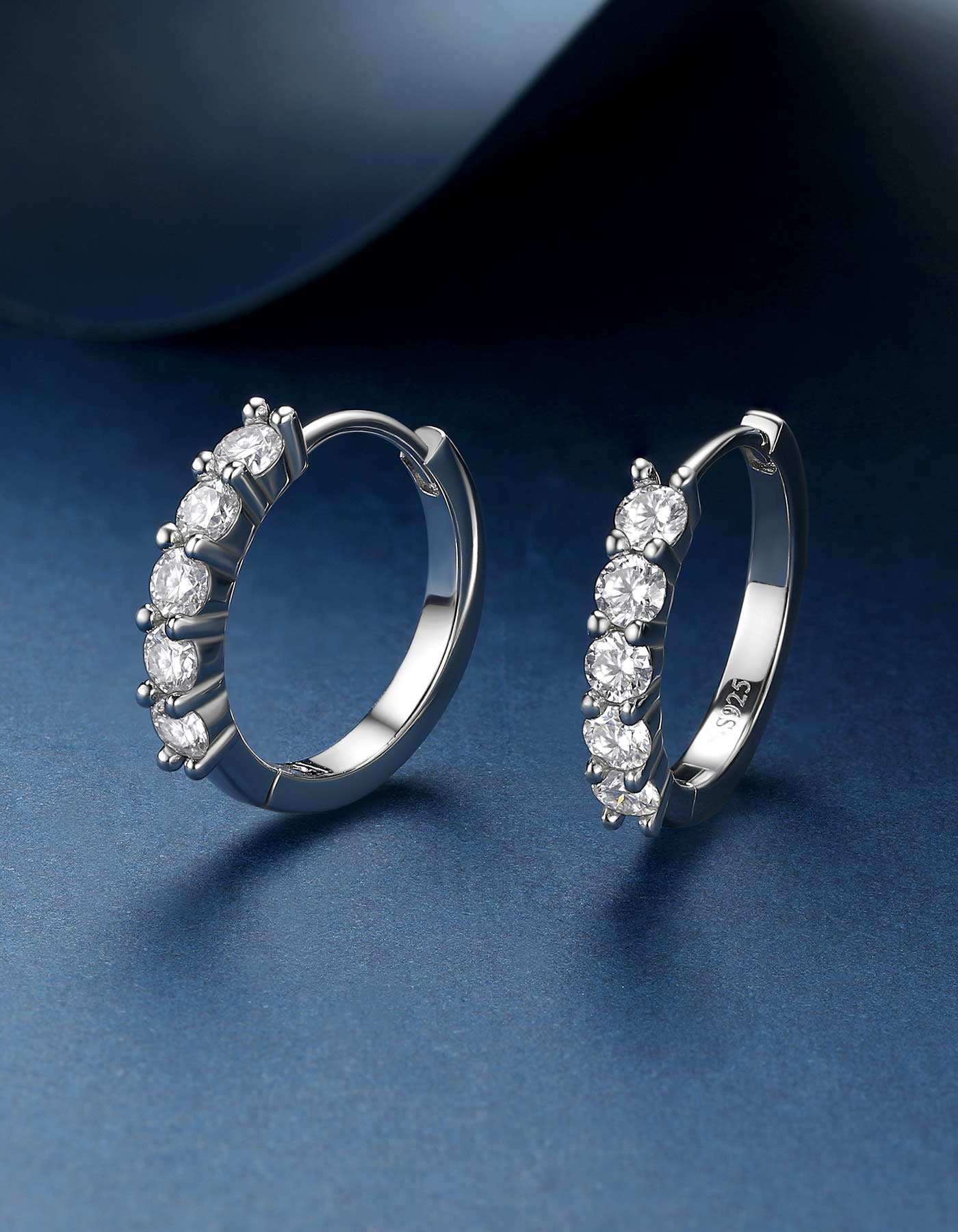 Ahabobo Moissanite Hoop Earrings For Women in Silver